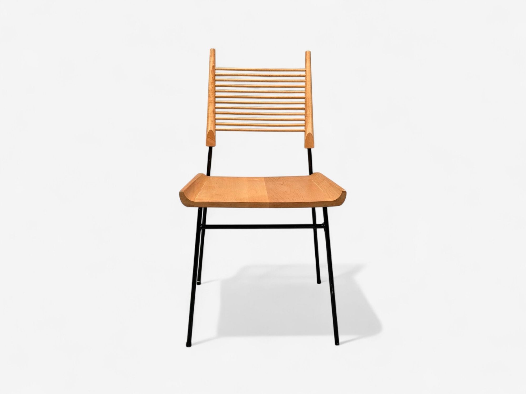 Paul McCobb, Maple, Lacquered Iron, Shovel Dining Chairs, USA, 1950s