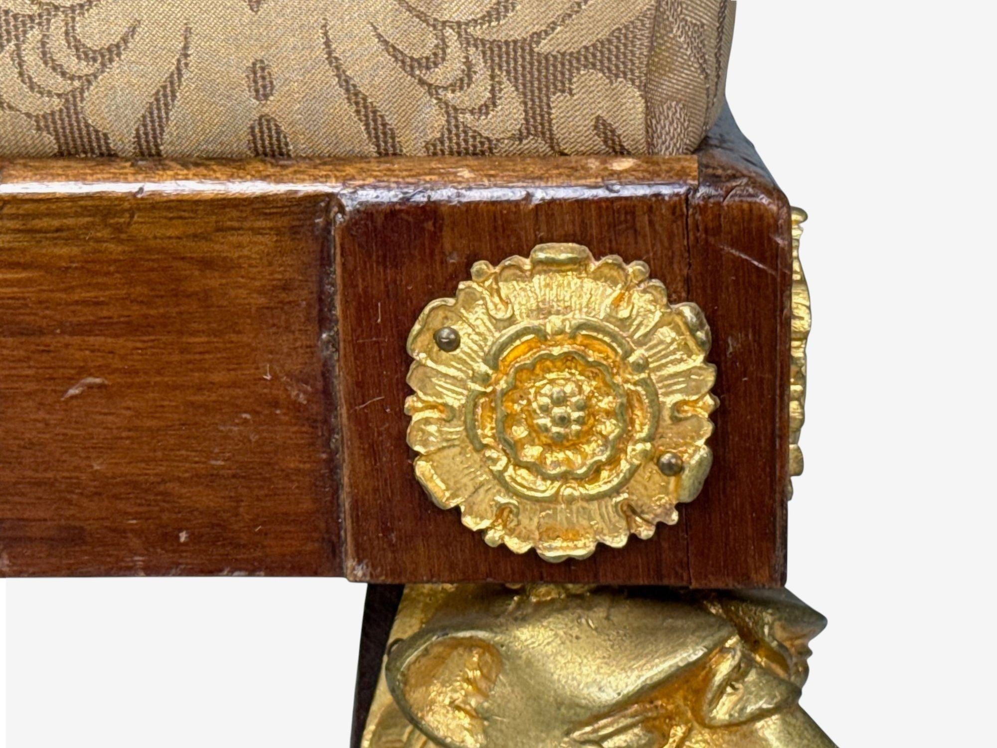 French Empire Revival, Bronze, Mahogany, Fabric, Footstool, France, 19th c.