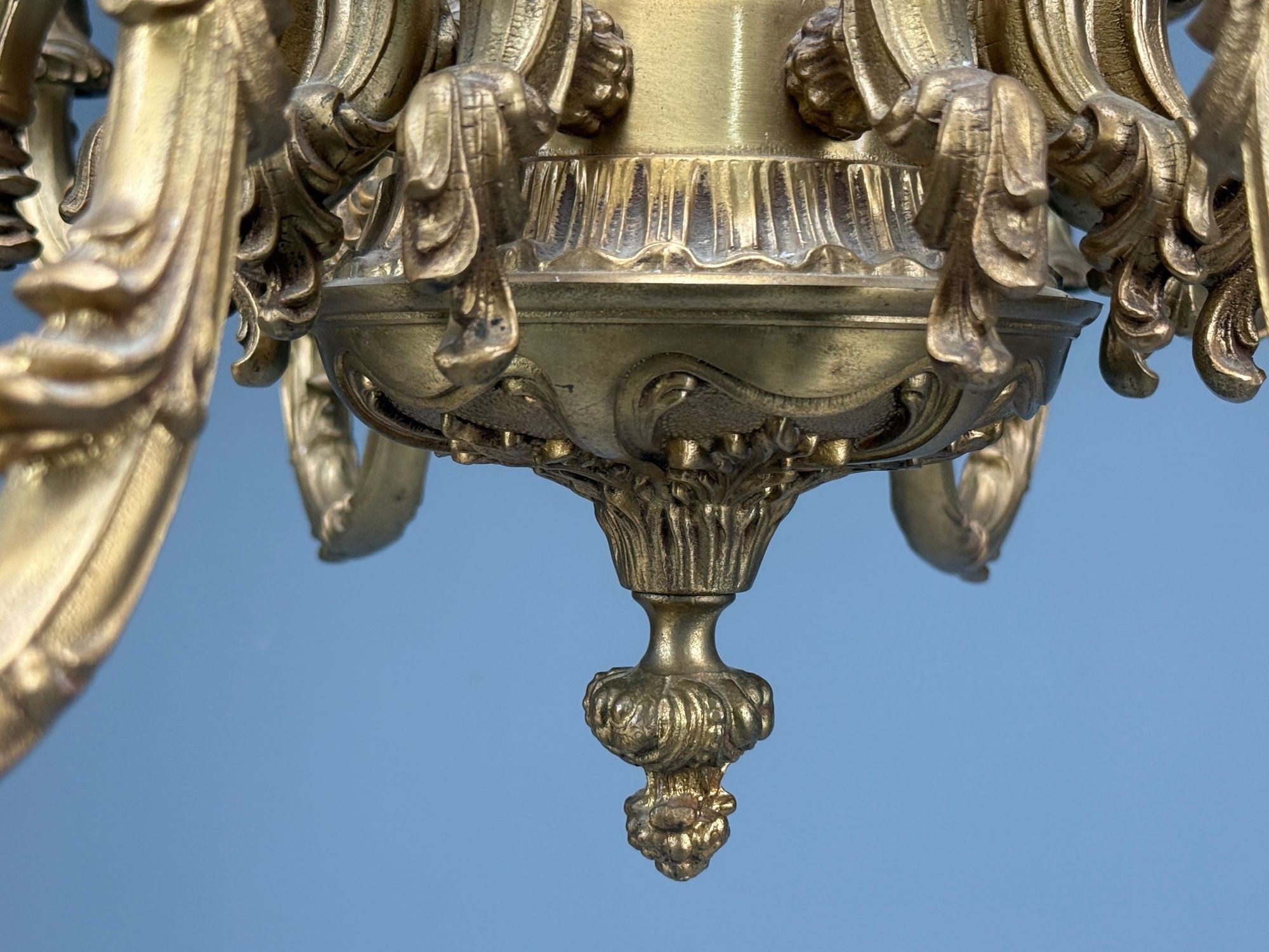 Baroque, Scroll Form Chandelier, Dore Bronze, France, 19th/20th Century