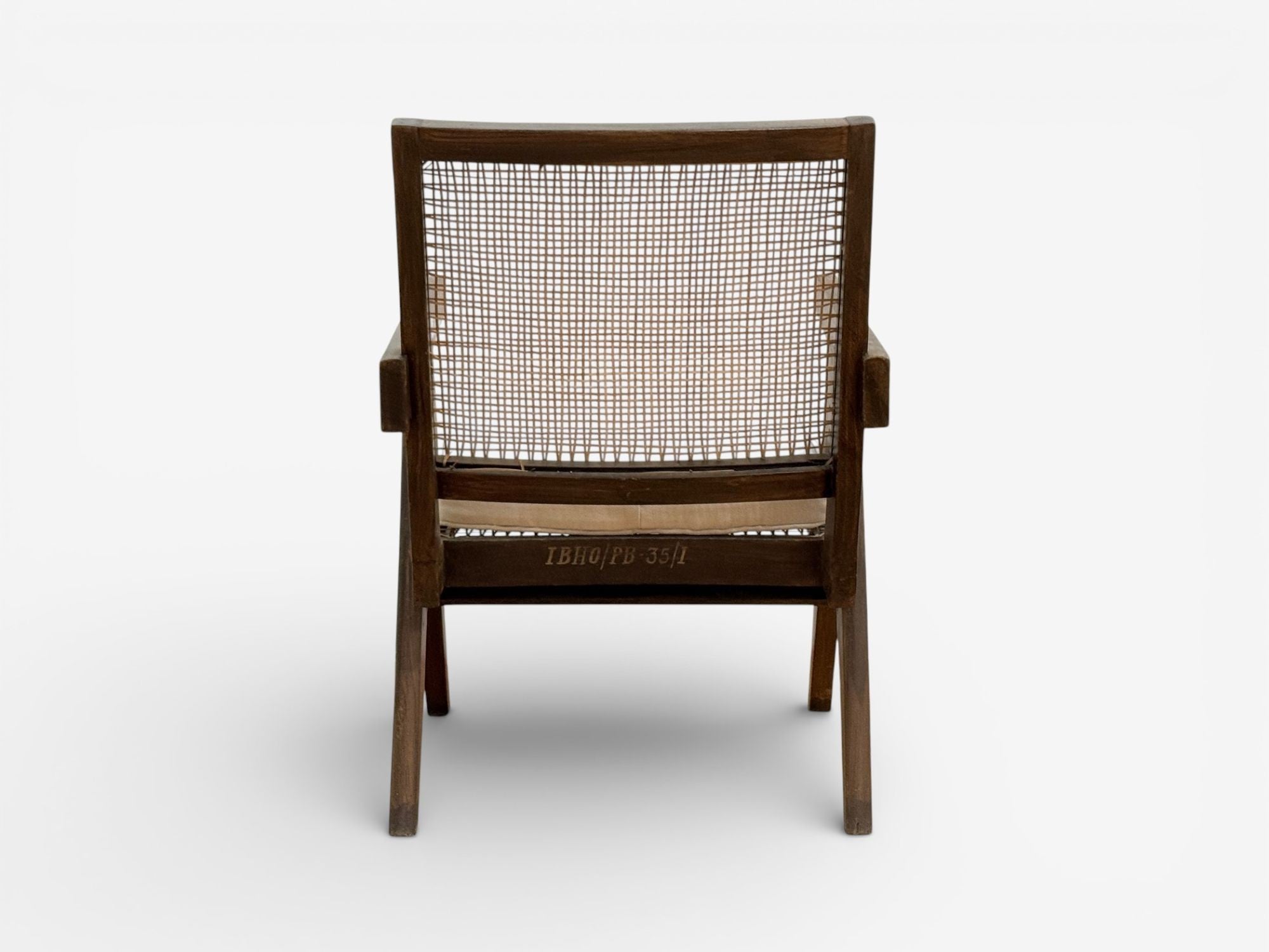 Pierre Jeanneret, Teak, Cane, Low Easy Chairs, Chandigarh, India c. 1960s