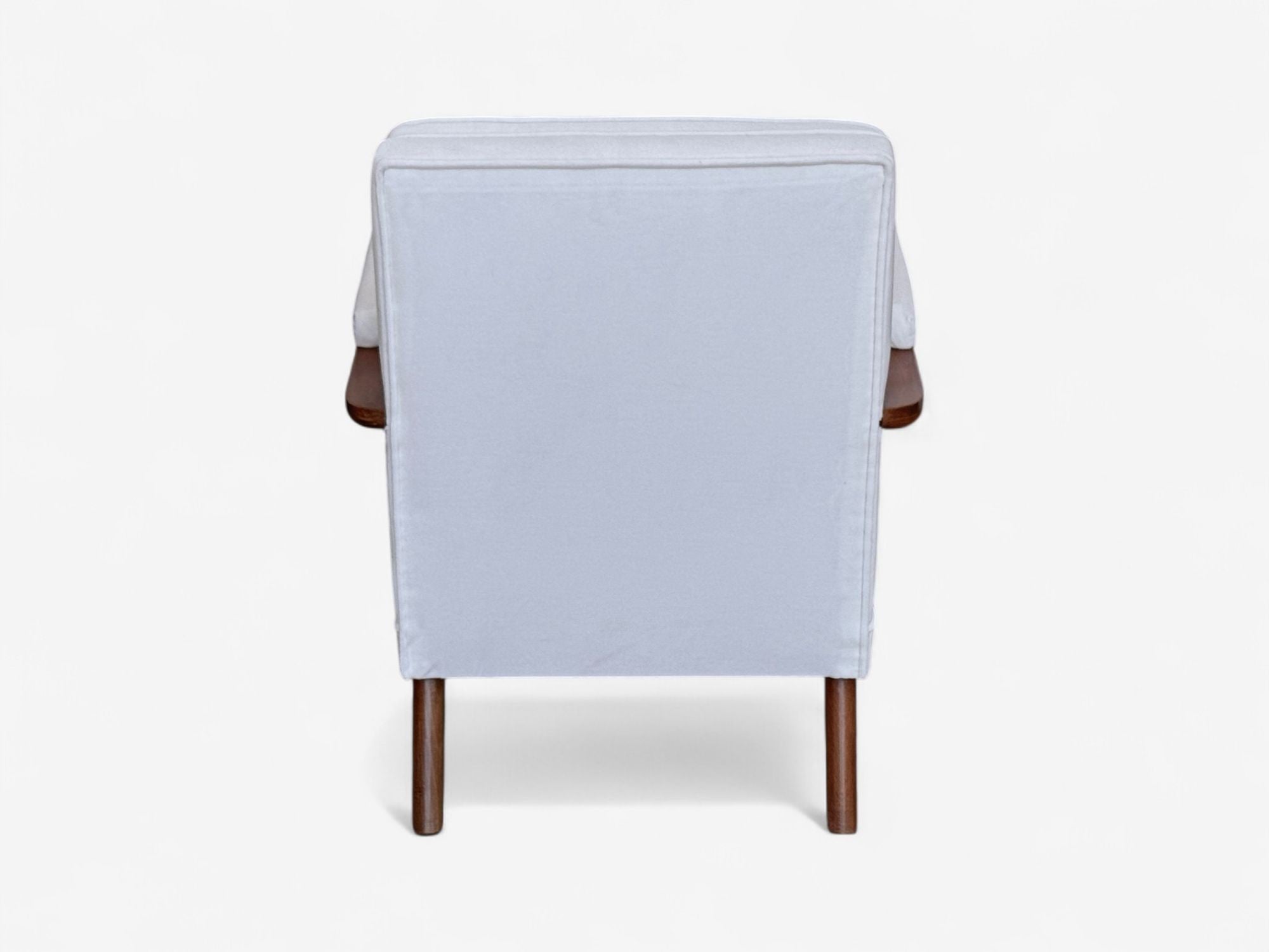Maison Leleu Style, French Modern, White Mohair, Wood, Lounge Chairs, 1970s