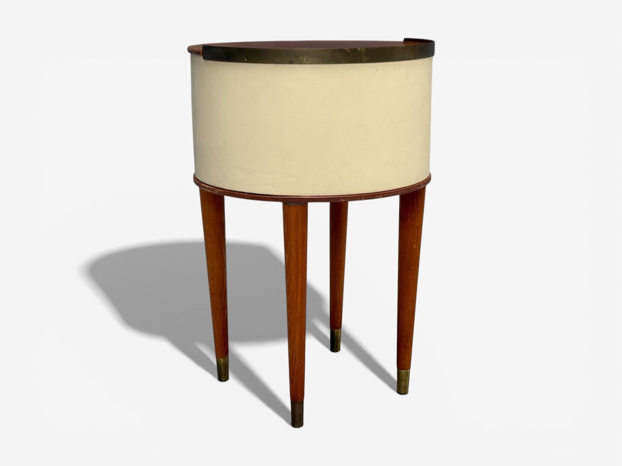 Halvdan Petterson, Nightstands, Leather, Beech, Brass, Sweden, 1950s