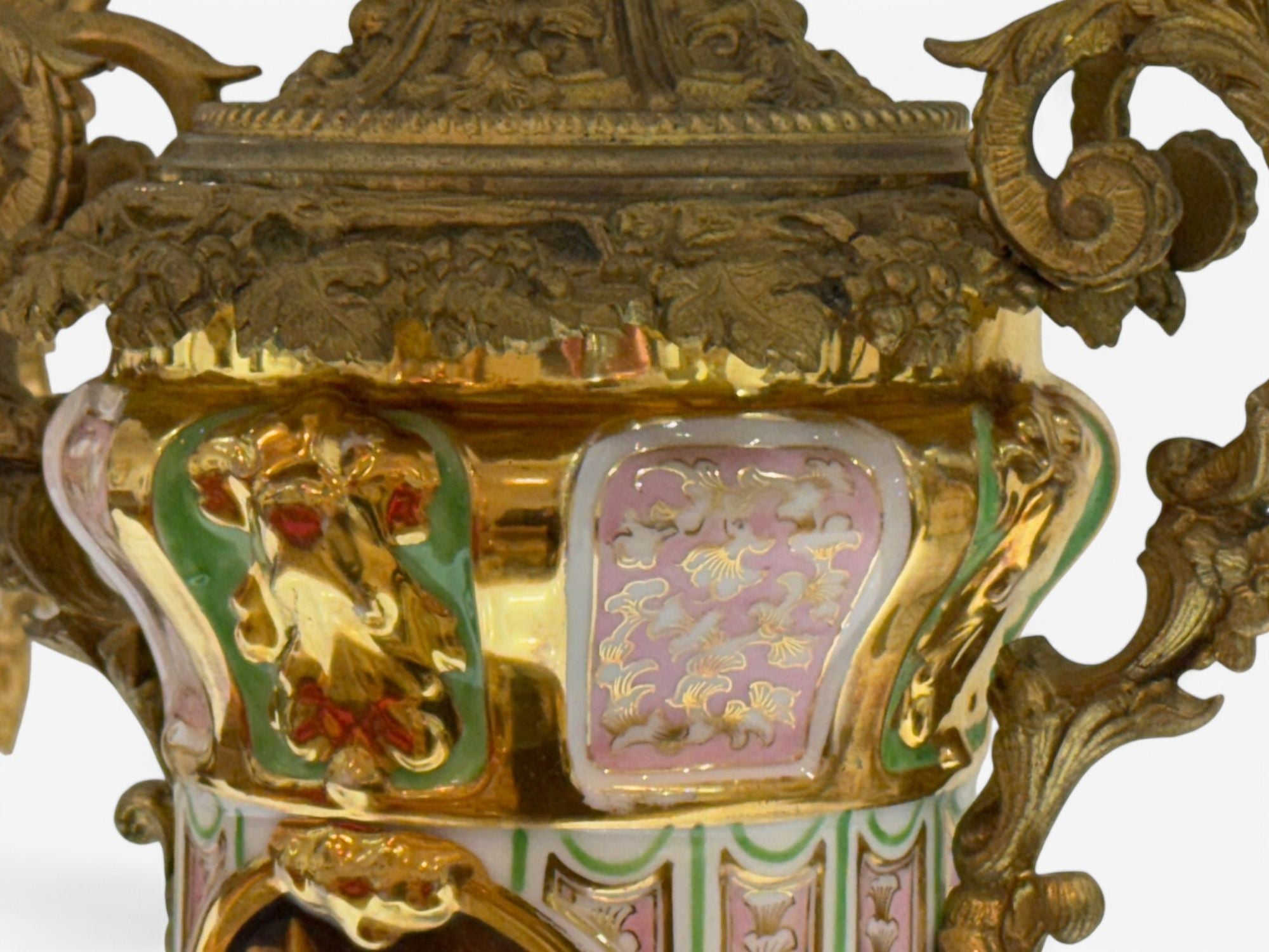 French Design, Gilt Bronze, Porcelain, Ornate Table Lamp, France, 19th C.