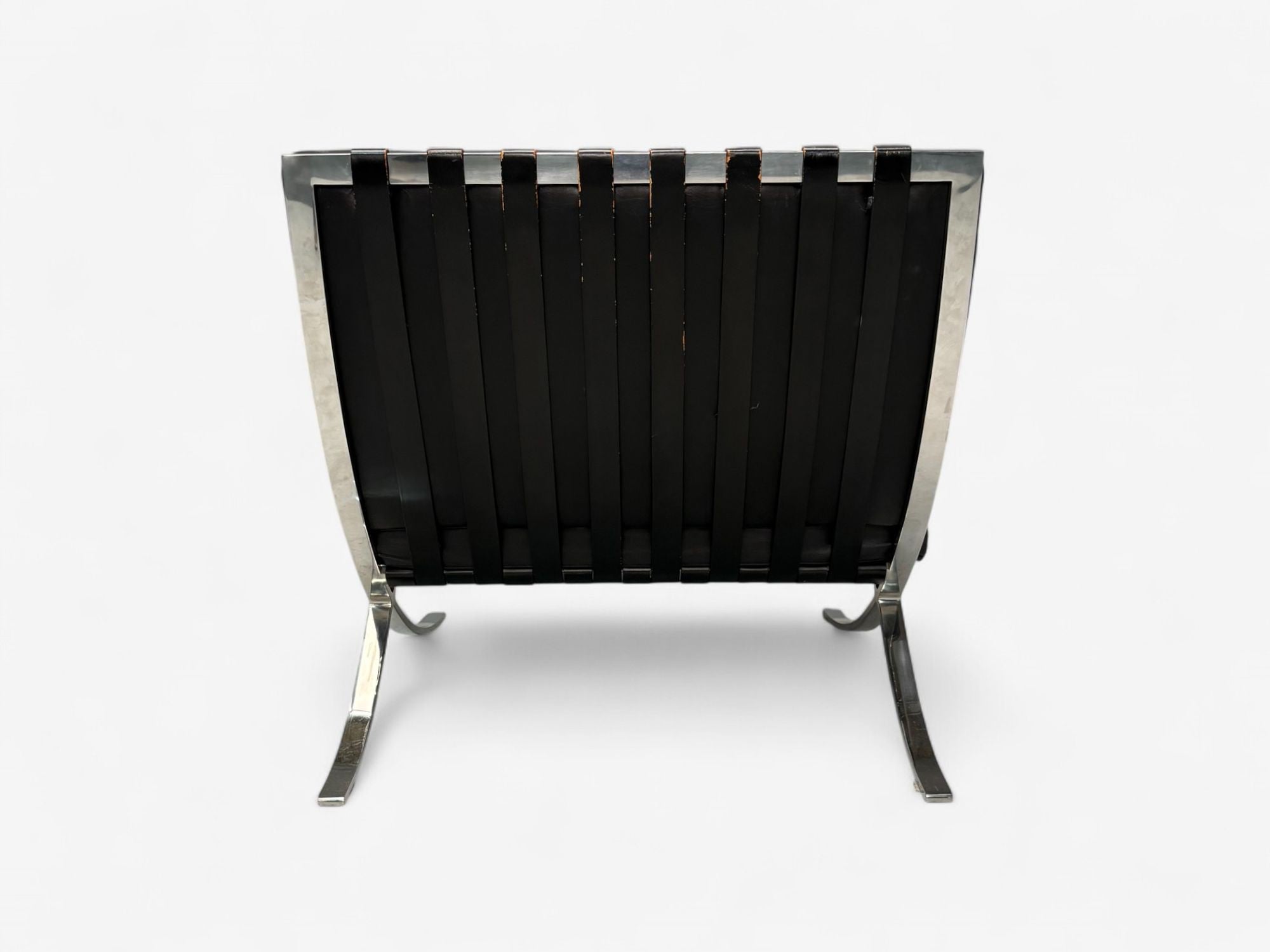 Mies van der Rohe, Black Leather, Chrome, Early Barcelona Chairs, USA, 1960s