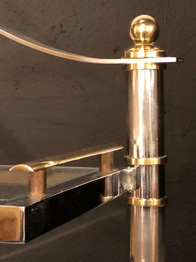 Maison Jansen Style Hollywood Regency Étagère, Bookcase, Brass and Steel Design