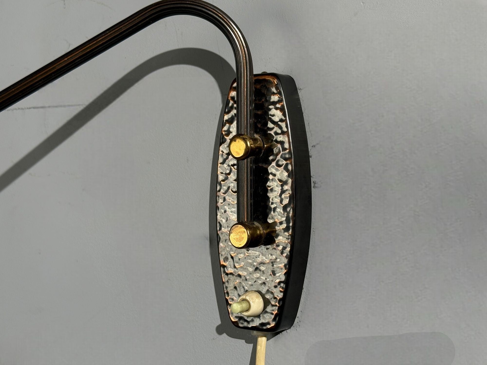 Swedish Modern, Adjustable Wall Light, Copper, Sweden, 1970s