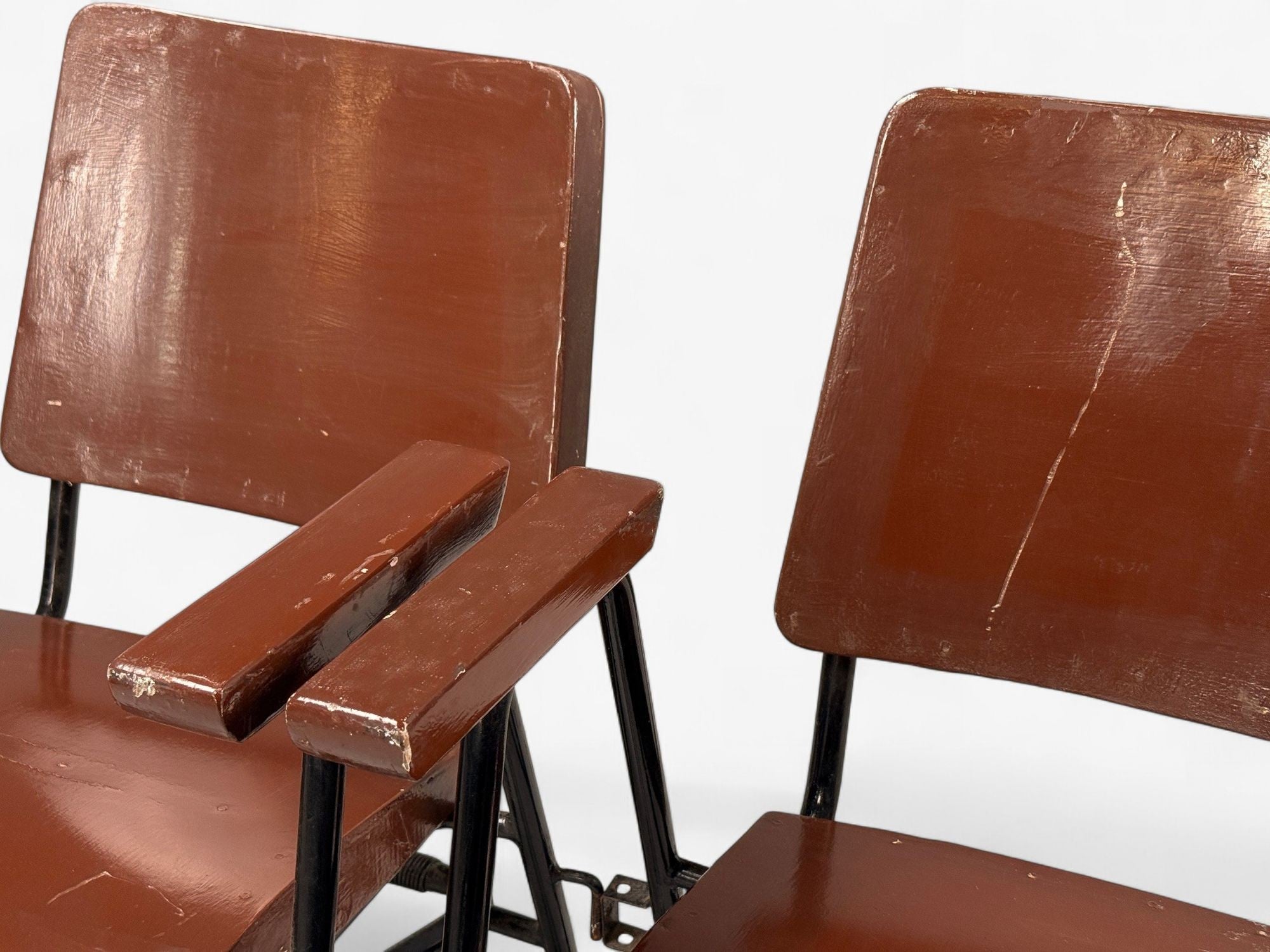 Studio BBPR, Lacquered Iron, Wood, Twelve Armchairs, Italy, 1960s