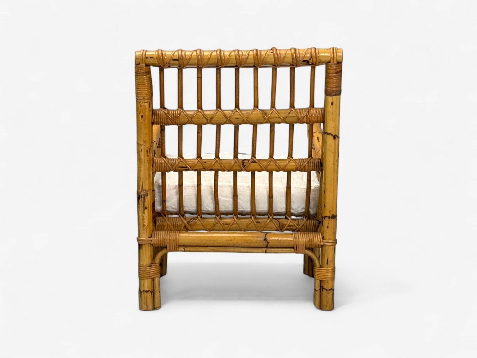 Vivai del Sud attr., Indian Cane, Wicker, Brass, Lounge Chairs, Italy, 1970s