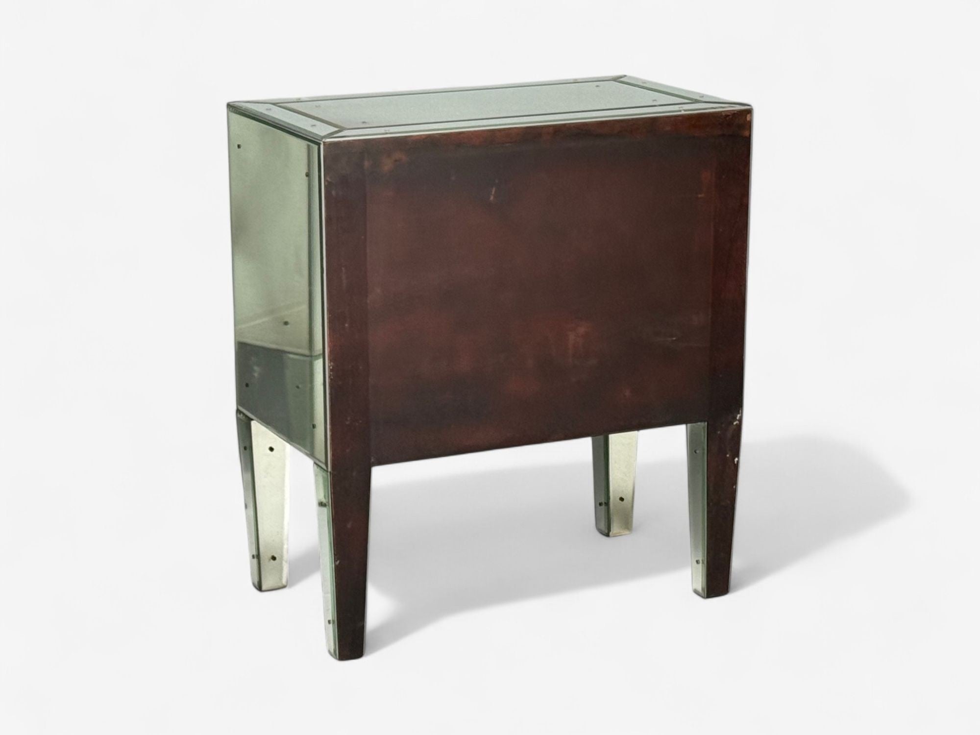 Hollywood Regency Style, Wood, Antique Beveled Glass, Mirrored Nightstands