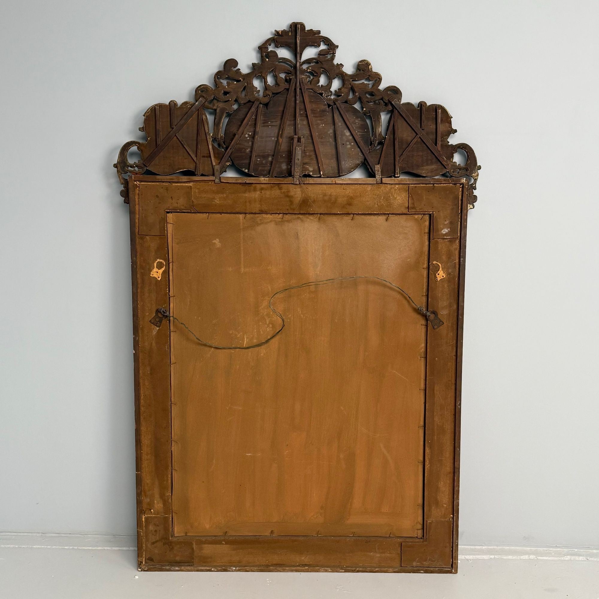 Maison Jansen, Hollywood Regency, Eglomise Wall Mirror, Gesso, Etched Glass