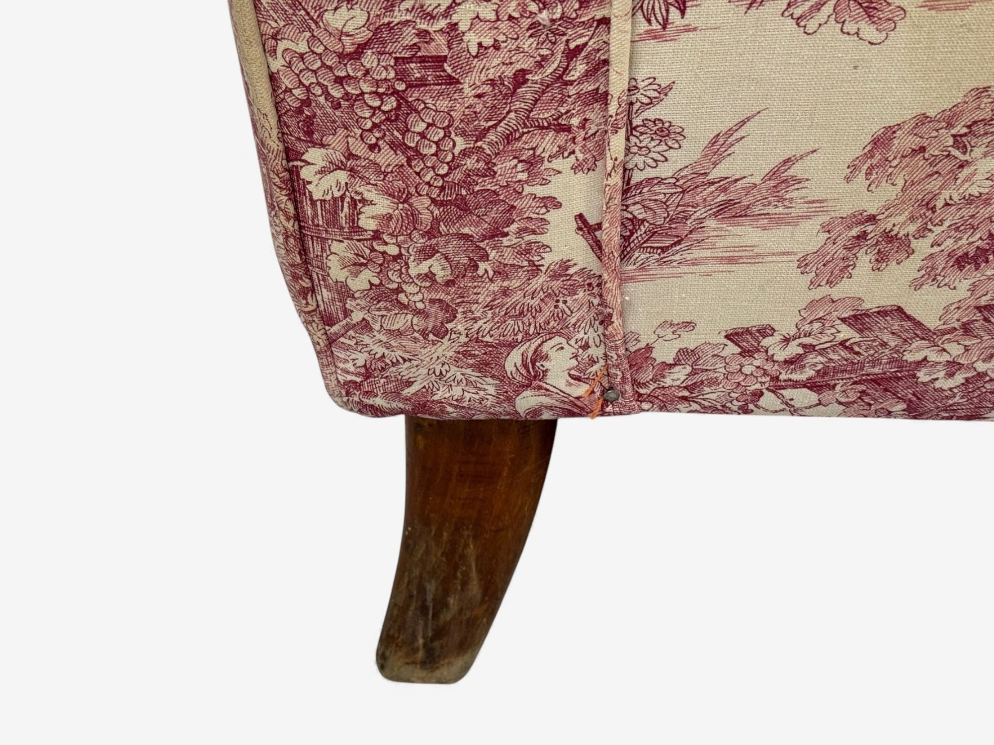 Italian Modern, Ashwood, Fabric, Large Wingback Chairs, Italy, 1950s