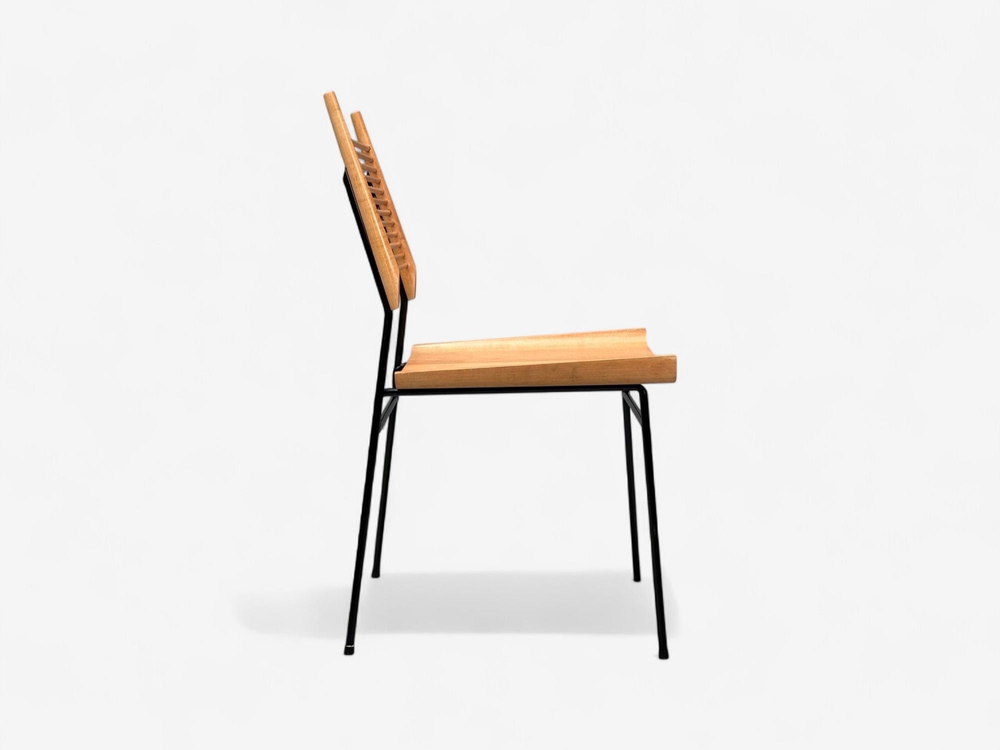 Paul McCobb, Maple, Lacquered Iron, Shovel Dining Chairs, USA, 1950s