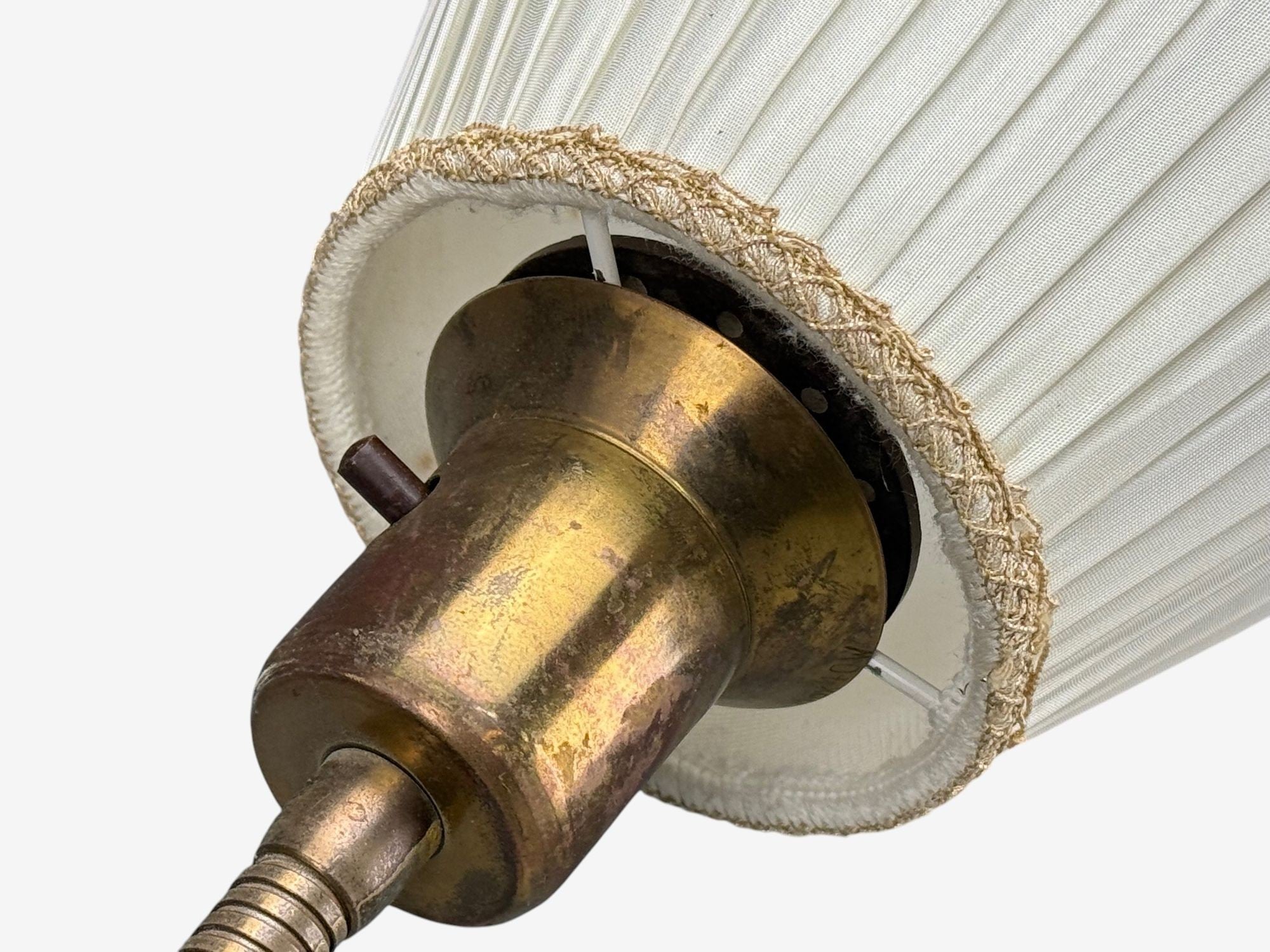 Nybro Armaturfabrik, Floor Lamp, Wood, Metal, Fabric, Sweden, 1940s