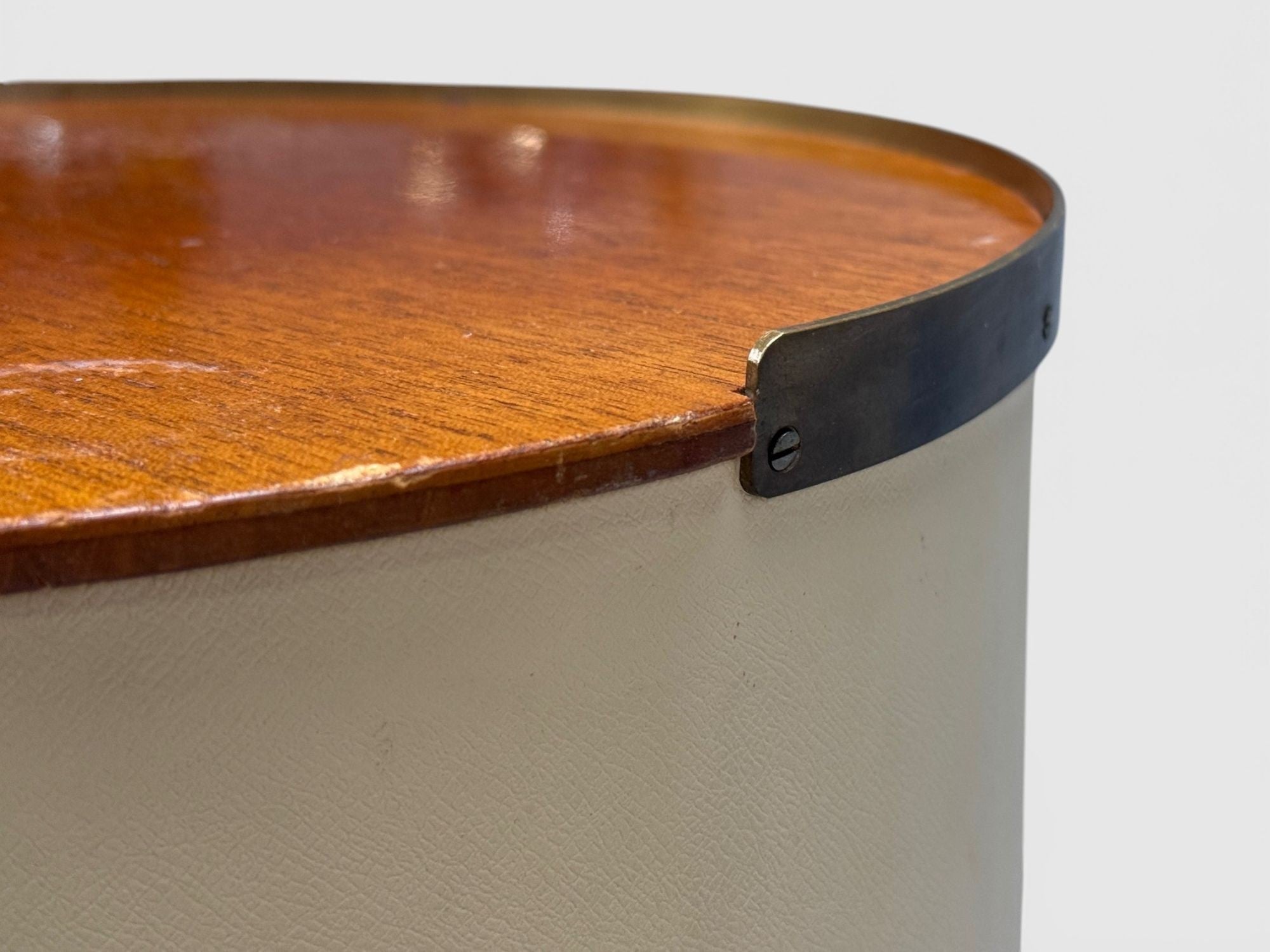 Halvdan Petterson, Nightstands, Leather, Beech, Brass, Sweden, 1950s