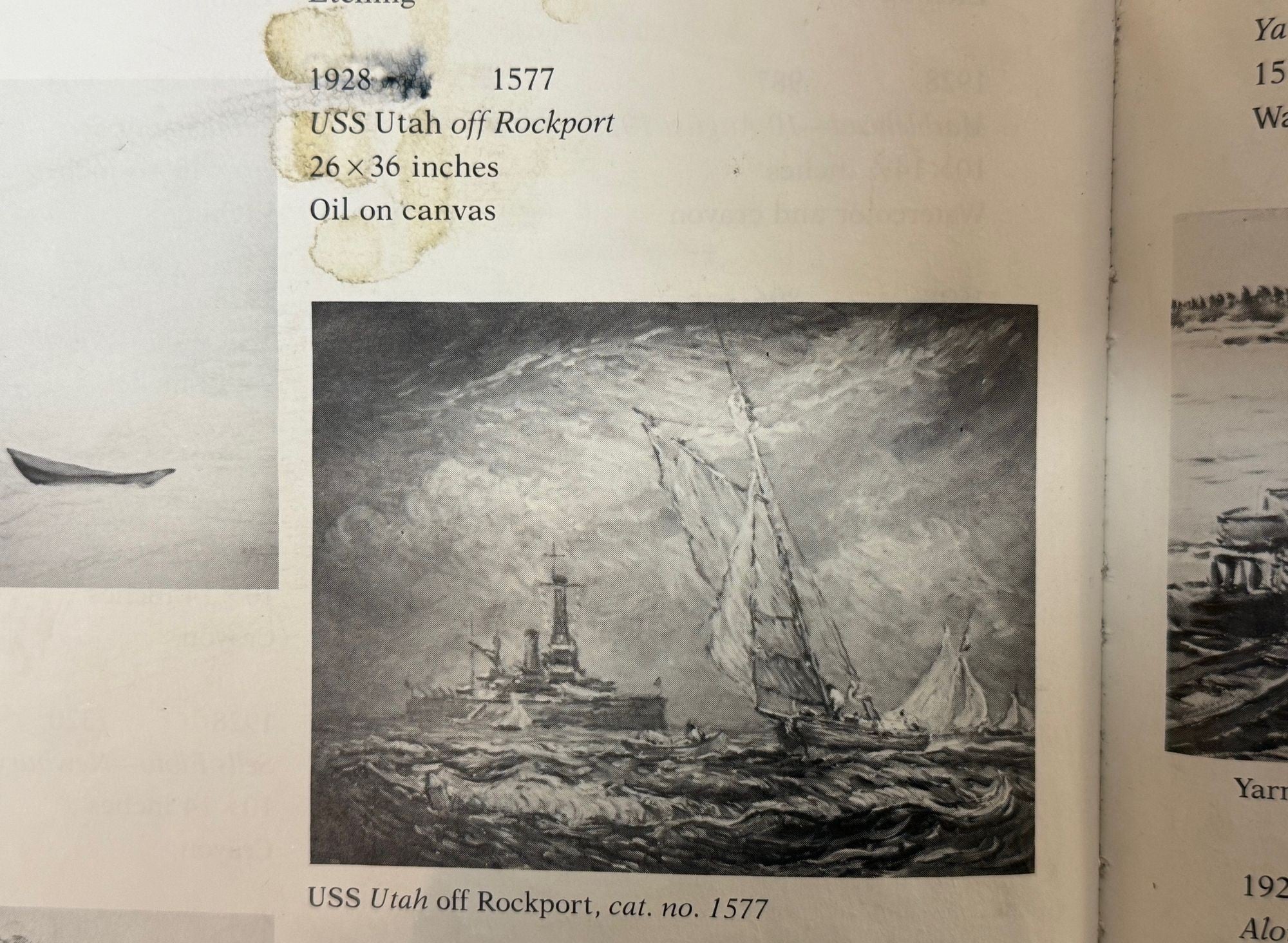 Reynolds Beal, Impressionist Oil Painting, USS Utah Rockport Mass, American 1928