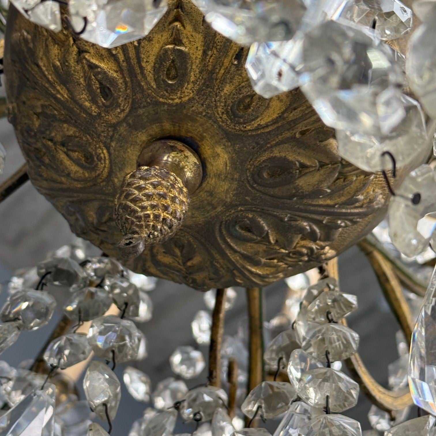 19th Century Thirty-Light Crystal and Brass Column Form Chandelier, Baccarat