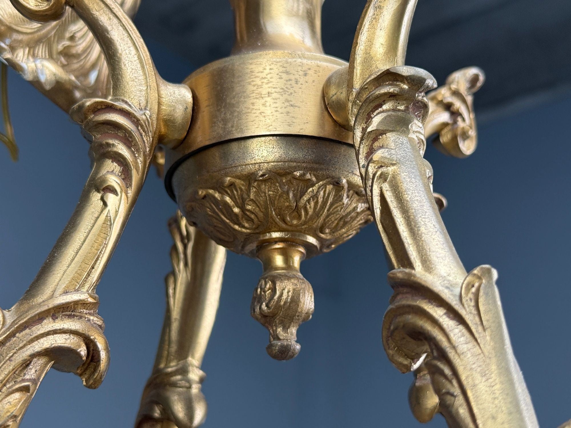 Baroque, Scroll Form Chandelier, Dore Bronze, France, 19th/20th Century