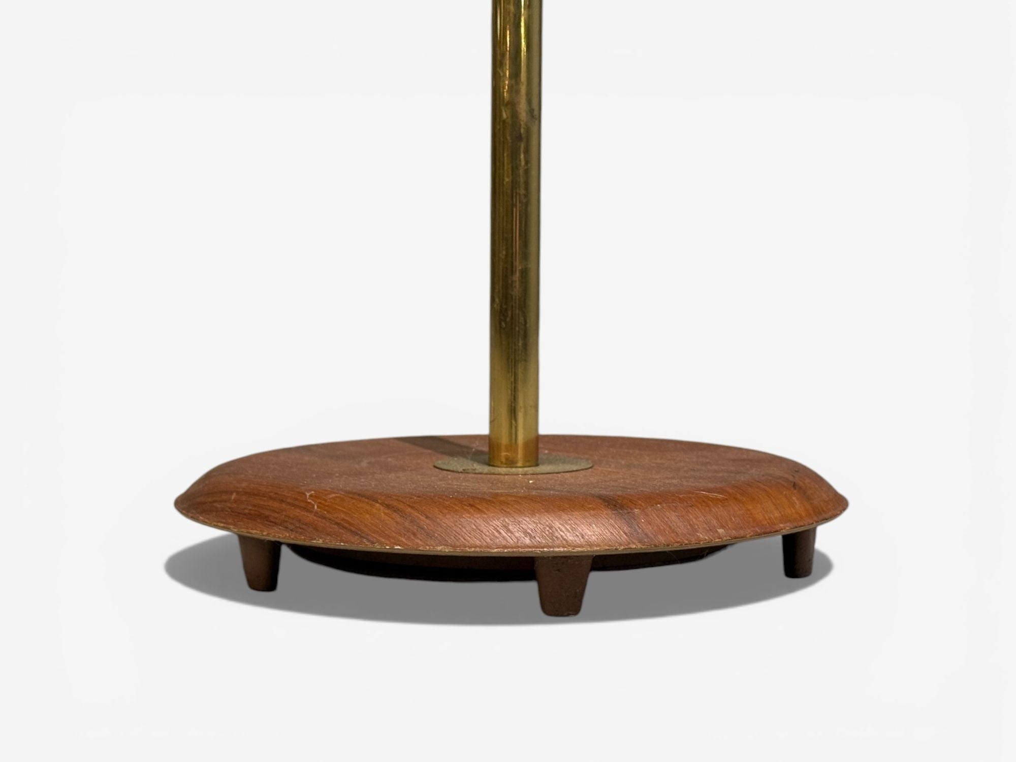 Swedish Modern, Adjustable Floor Lamp, Wood, Metal, Fabric, Sweden, 1950s