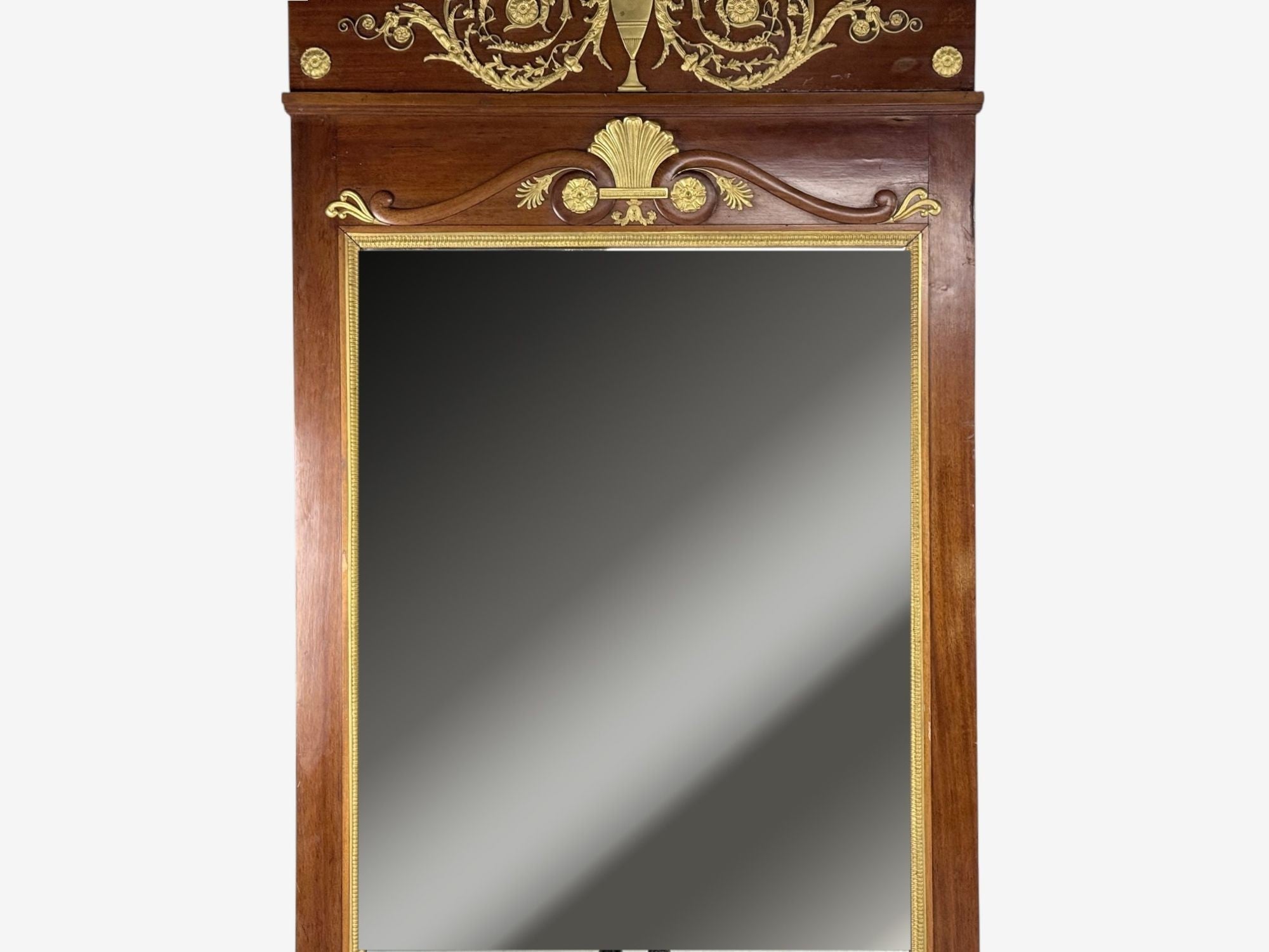 Empire Revival, Mahogany, Bronze, Monumental Mirror and Console, France, 19th c.