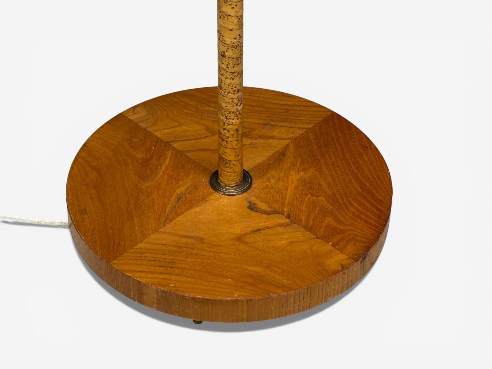Corona Belysning, Floor Lamp, Wood, Brass, Fabric, Sweden, 1940s