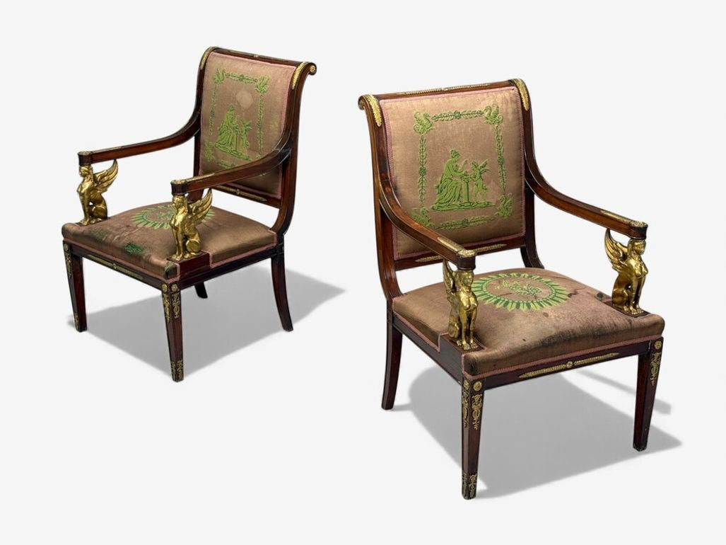 French Empire Revival, Center Table, Bronze, Mahogany, Marble, France, 19th c.