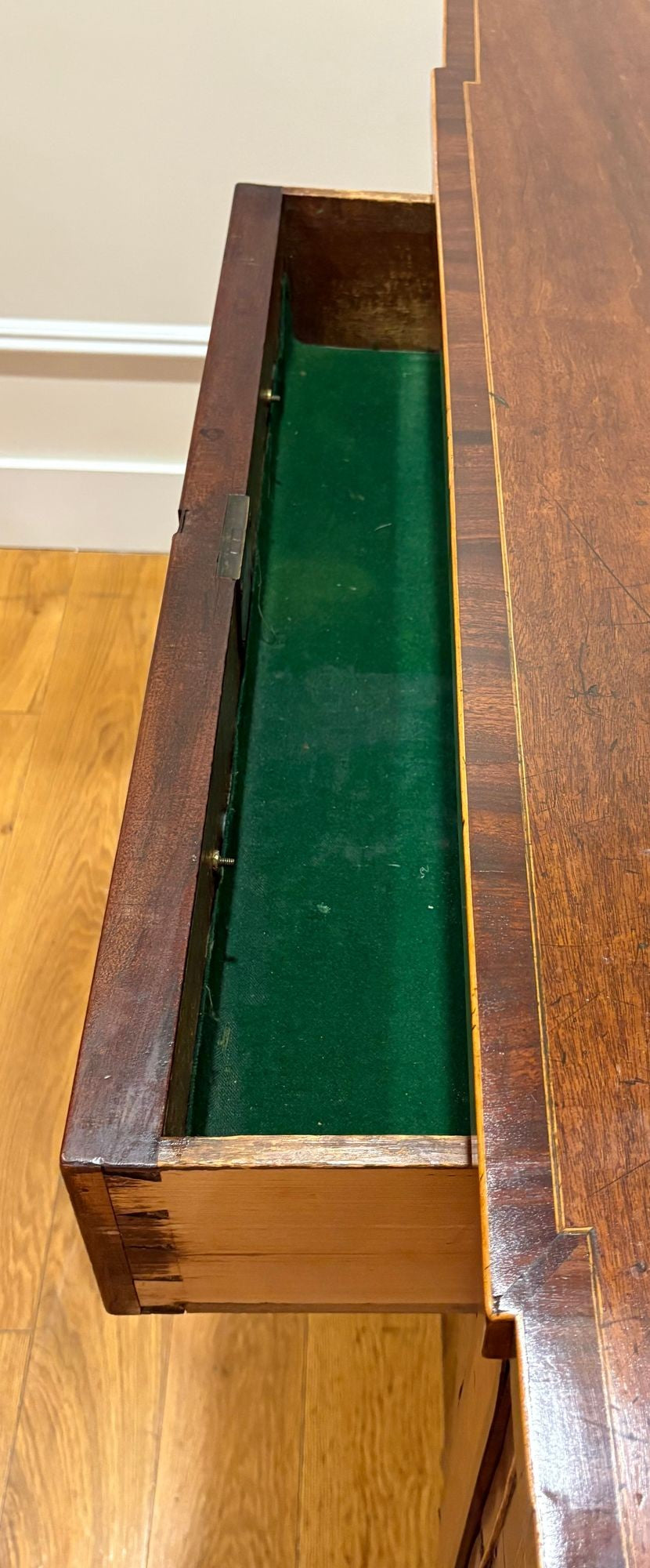 George lll, Mahogany, Inlaid Wood, Satinwood, Brass, Sideboard, England, 18th/19th C.