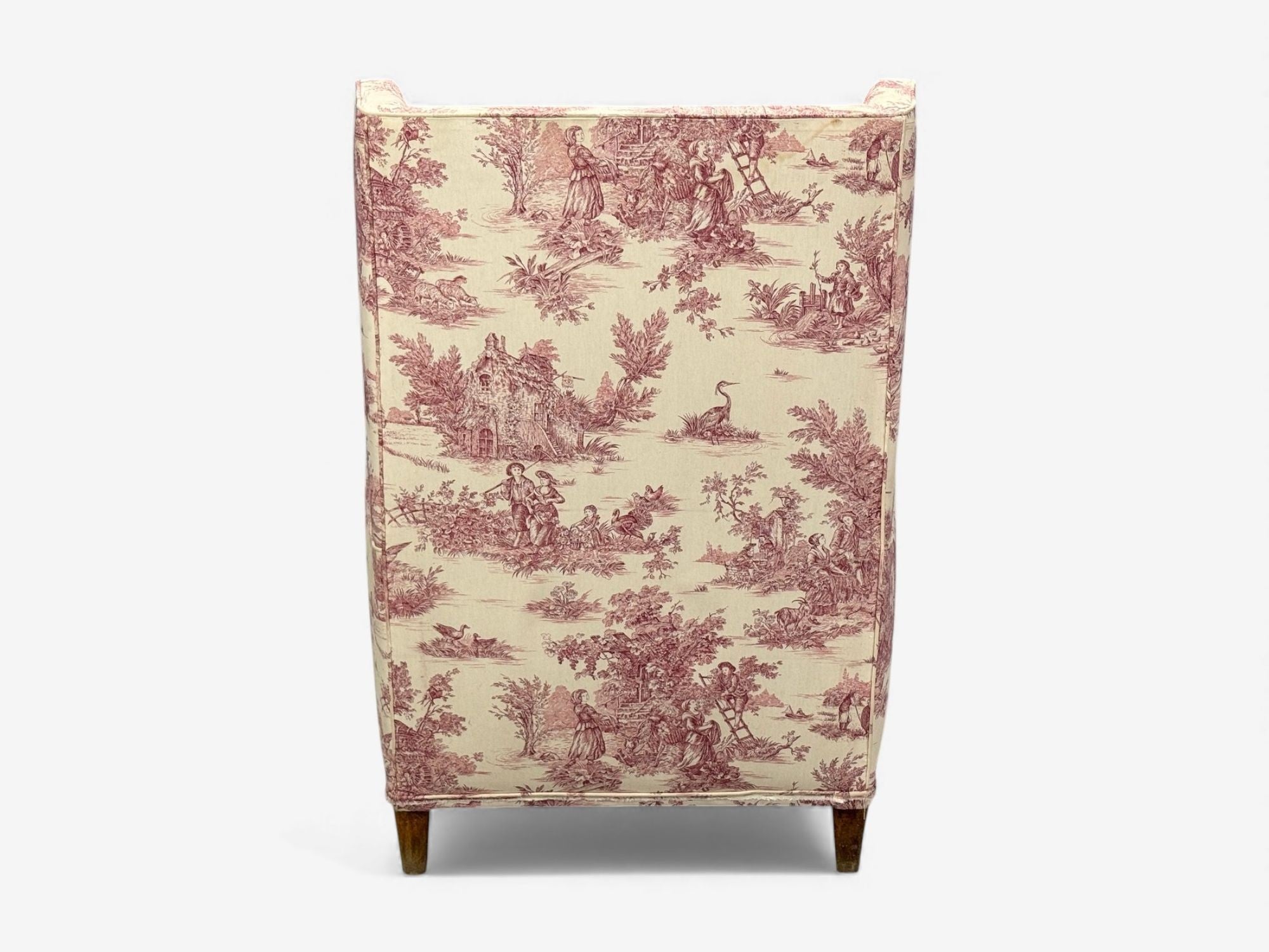 Italian Modern, Ashwood, Fabric, Large Wingback Chairs, Italy, 1950s