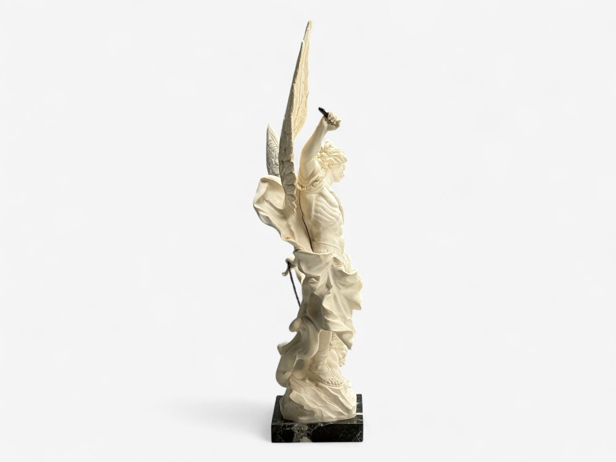 Statue of Saint Michael the Archangel, Composite, Marble Base, Italy, 20th c.