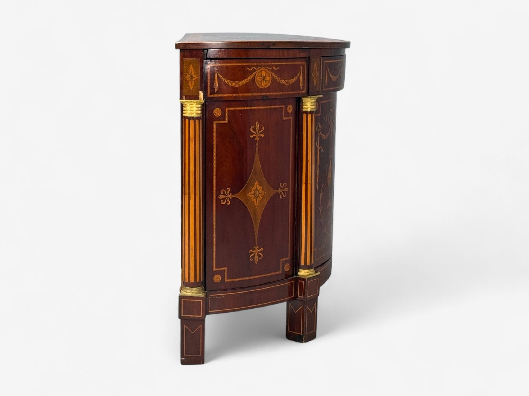 Italian Neoclassical, Marquetry, Satinwood, Demilune Chests, Italy, 19th c.