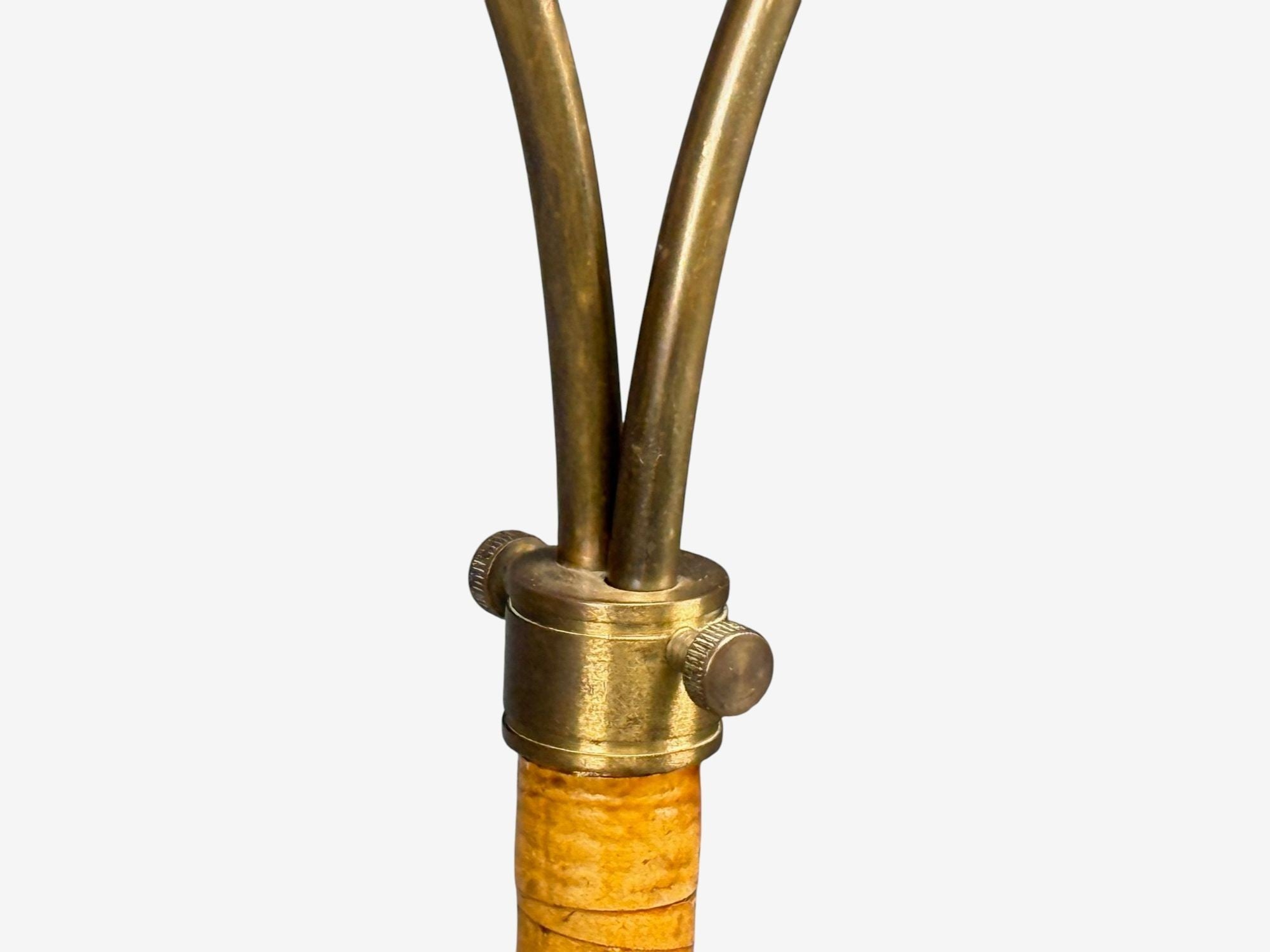 Corona Belysning, Floor Lamp, Wood, Brass, Fabric, Sweden, 1940s