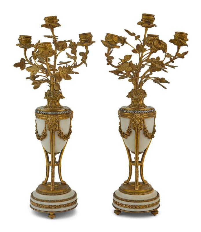 Tiffany & Co, French Louis XVI, Clock, Garniture Set, Bronze, Marble, France