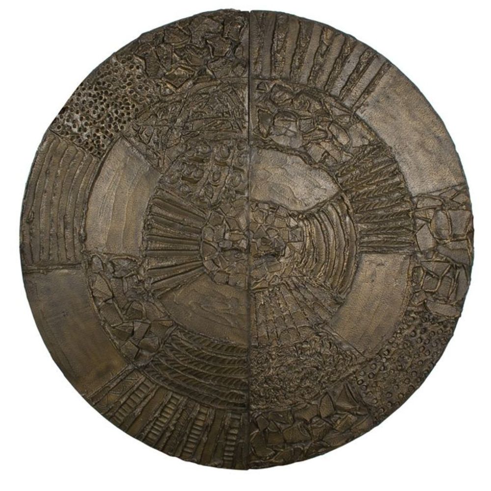 Paul Evans Disc Bar, Brutalist, Sculpted Bronze, Signed and Dated, Six Feet Dia.