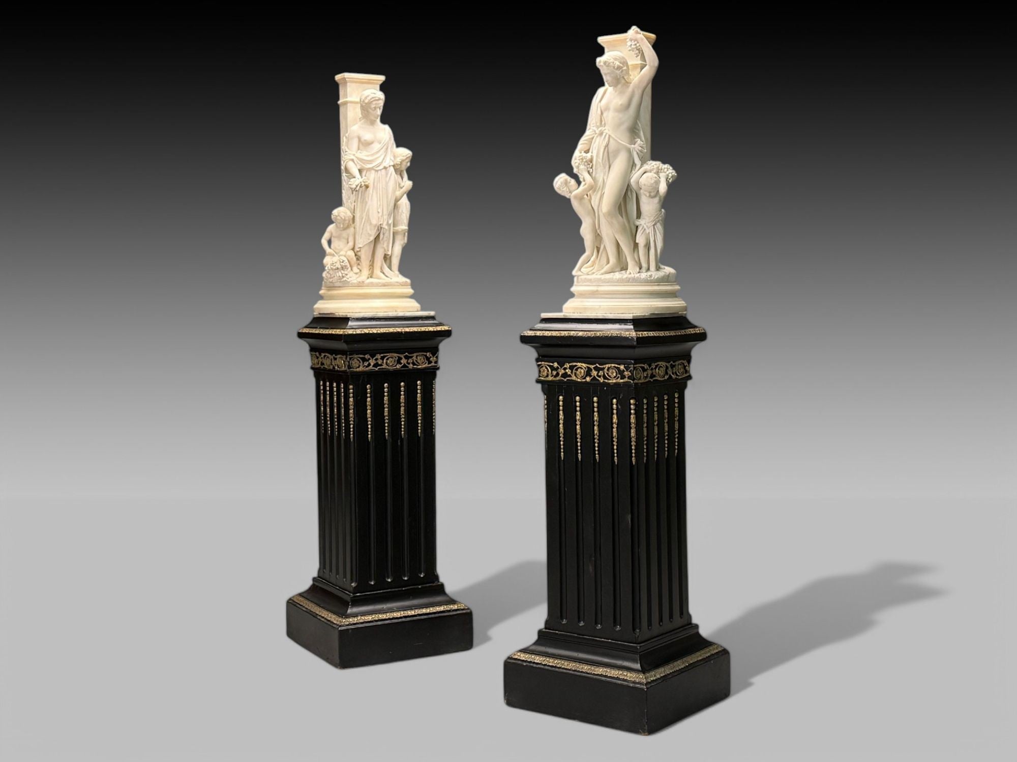 Neoclassical, Mother and Children, Marble Sculptures, Italy, 1920s