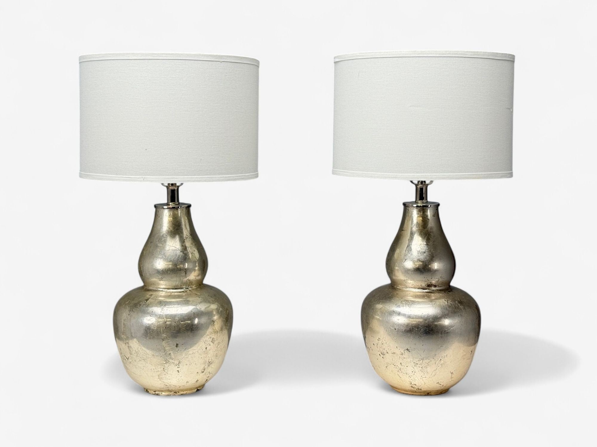 American Modern, Mercury Glass, Fabric, Table Lamps, USA, 1950s