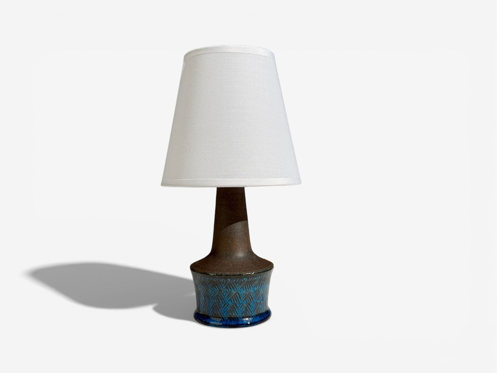 Nils Kähler, Small Table Lamp, Brown Stoneware, Denmark, 1950s
