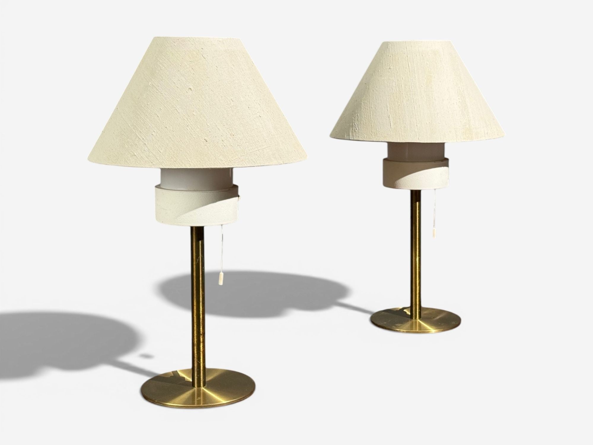 Luxus, Table Lamps, Brass, Fabric, Sweden, 1960s