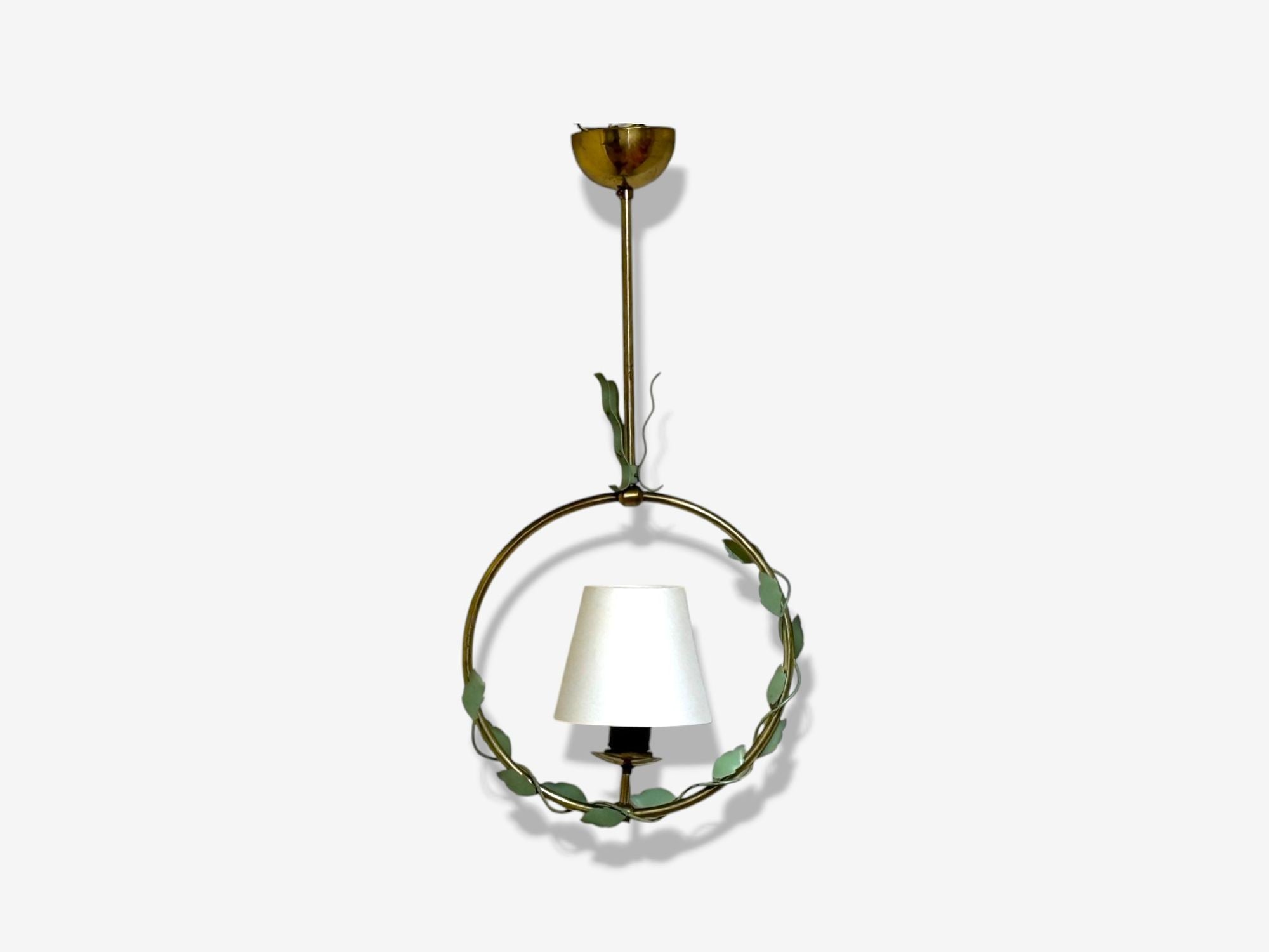 Nybro Armaturfabrik, Swedish Modern, Brass, Metal, Pendant Light, Sweden, 1950s