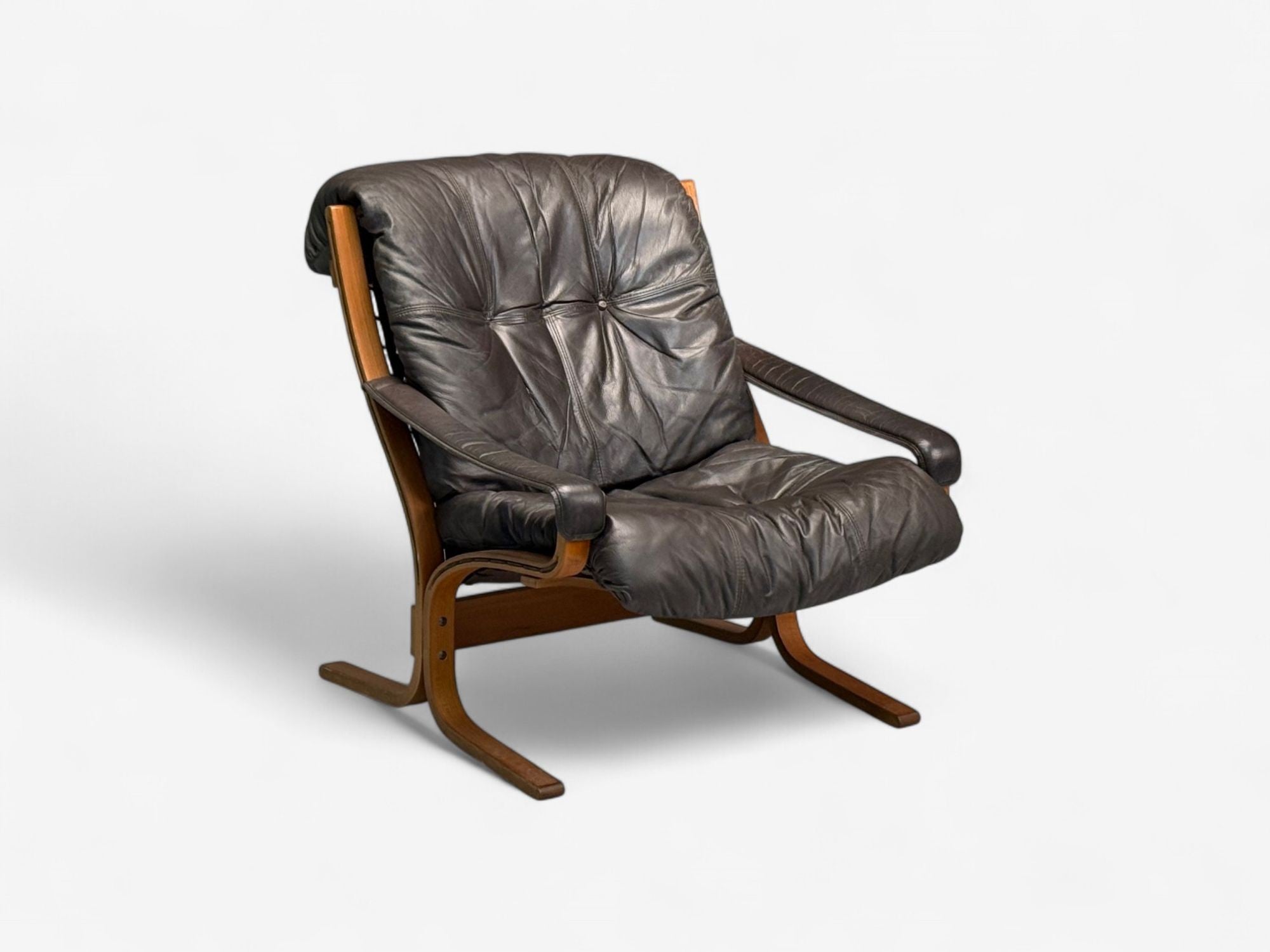 Ingmar Relling, Westnofa, Brown Leather, Bentwood, Lounge Chair, Norway, 1960s