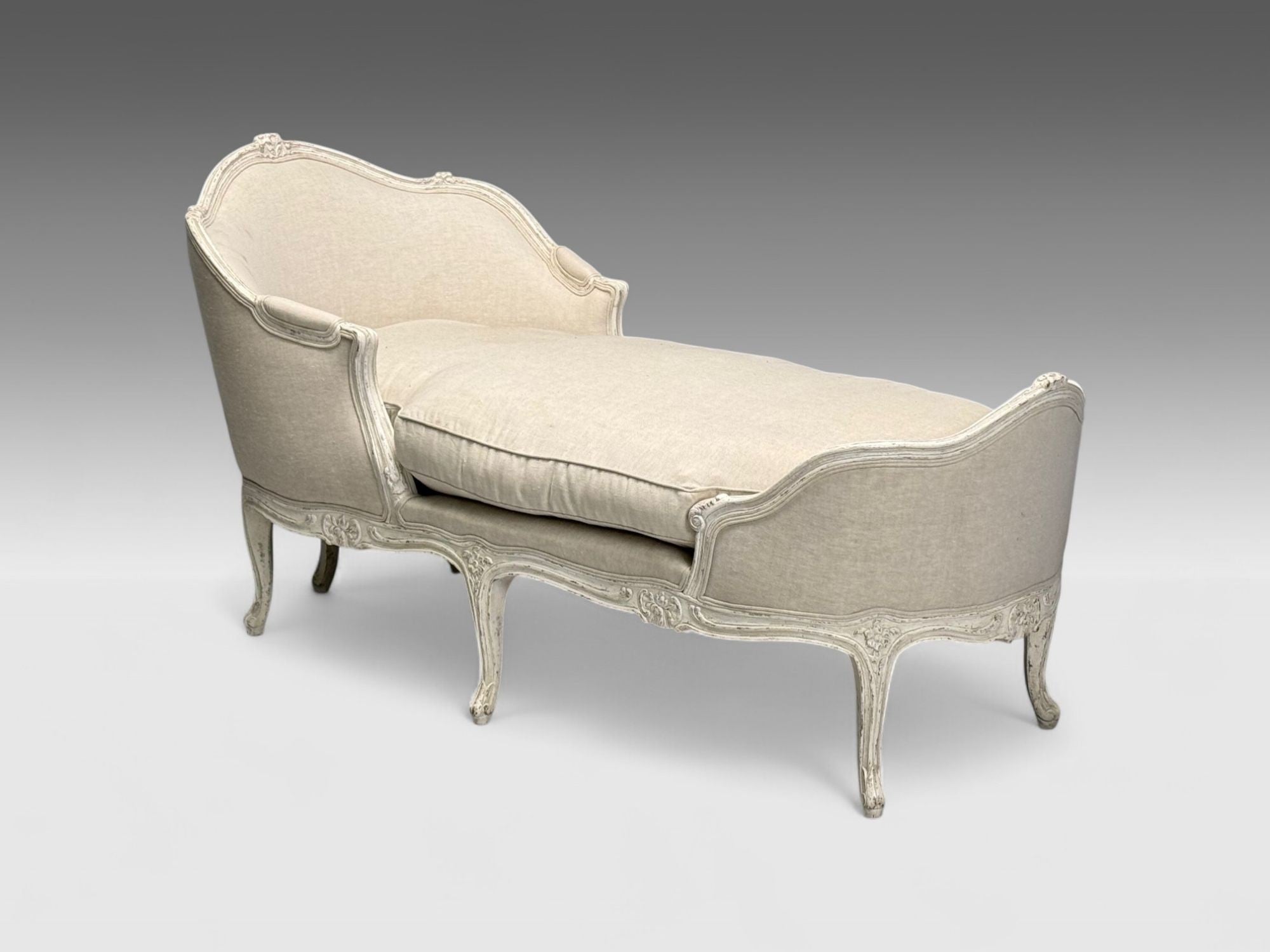Gustavian, Distressed White Paint, Linen, Swedish Daybed, Sweden, 20th c.