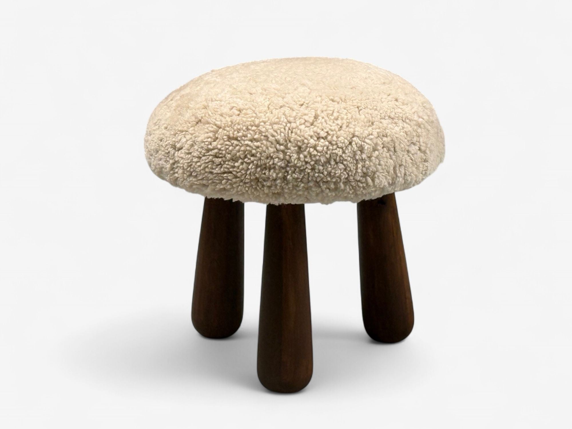 Contemporary, Danish Modern, Sheepskin Stools, Beige Sheepskin, Maple, 21st C.