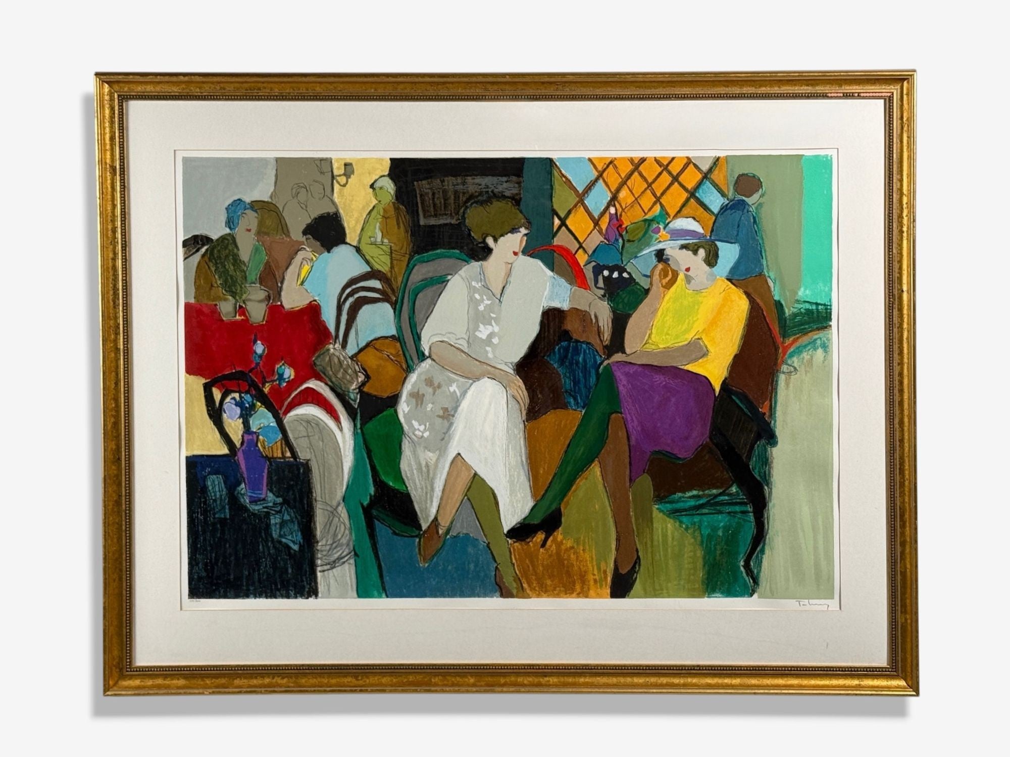 Itzchak Isaac Tarkay, Fauvism, Cafe Scene, Signed and Numbered Serigraph, 20th c.