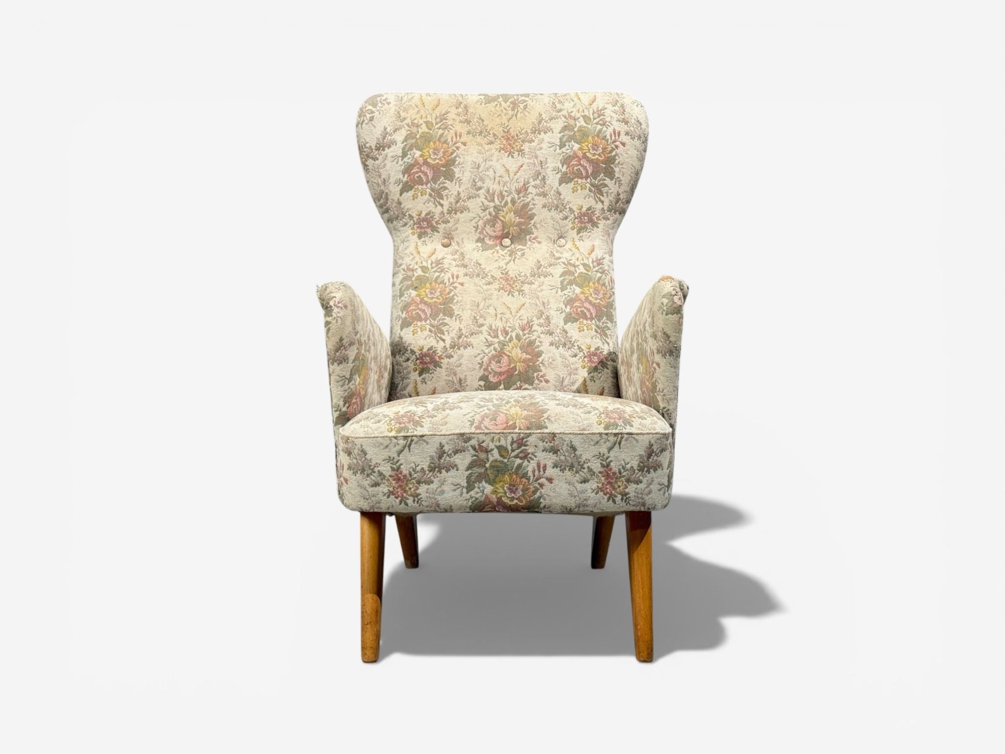 Carl Gustaf Hiort af Ornäs, Armchair, Fabric, Lacquered Wood, Finland, 1940s