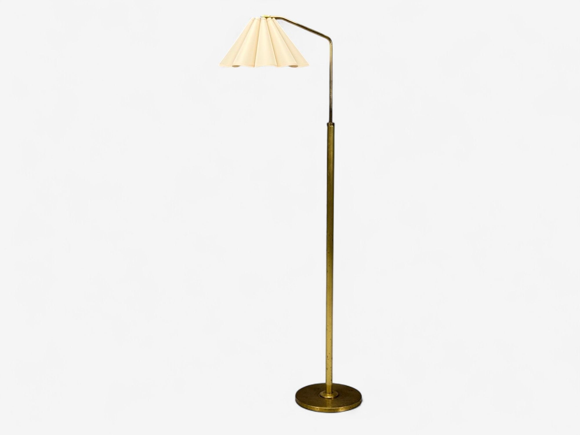 Danish Modern, Brass, Paper, Adjustable Floor Lamp, Denmark, 1960s