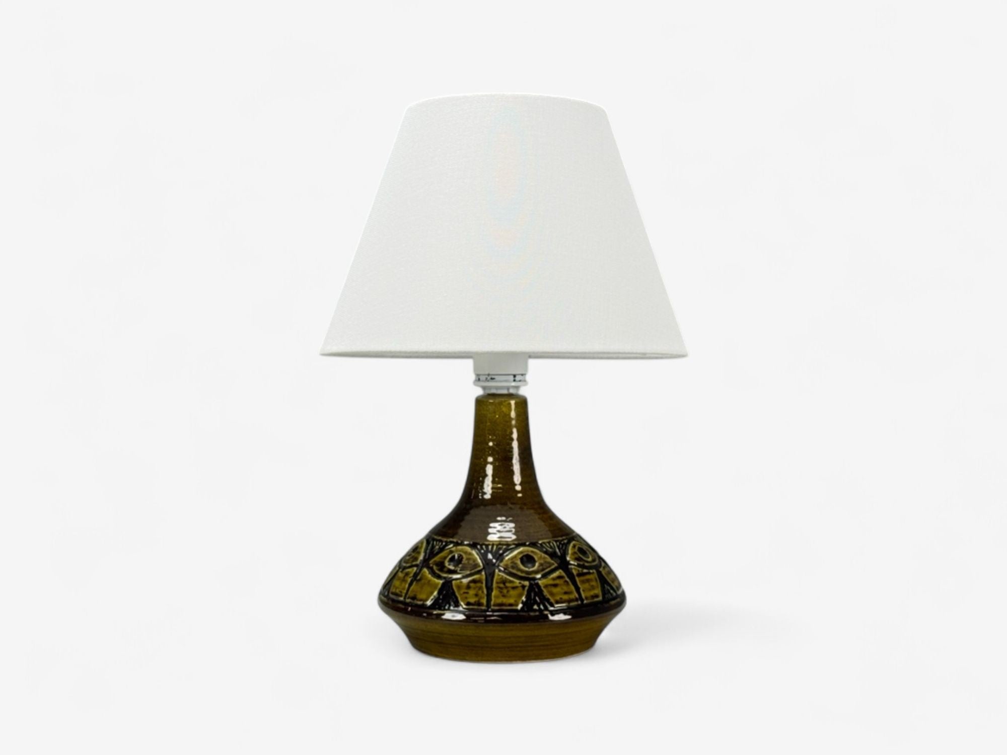 Arne Finne Nielsen, Olive Green Stoneware, Table Lamp, Denmark, 1960s