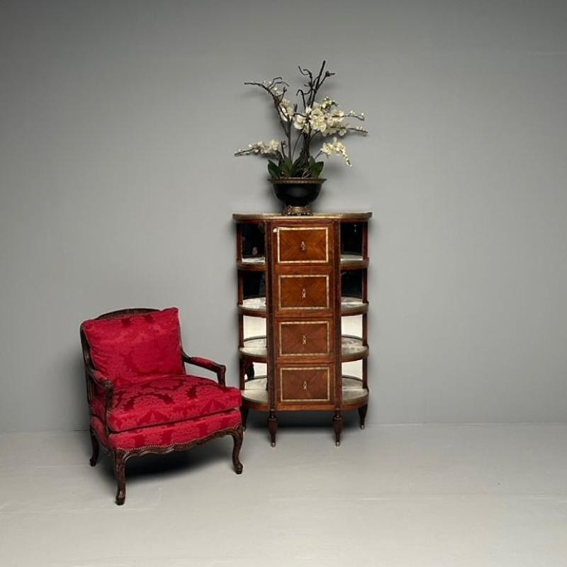 French Louis XVI Demilune Chest of Drawers, Vitrine / Showcase Cabinet