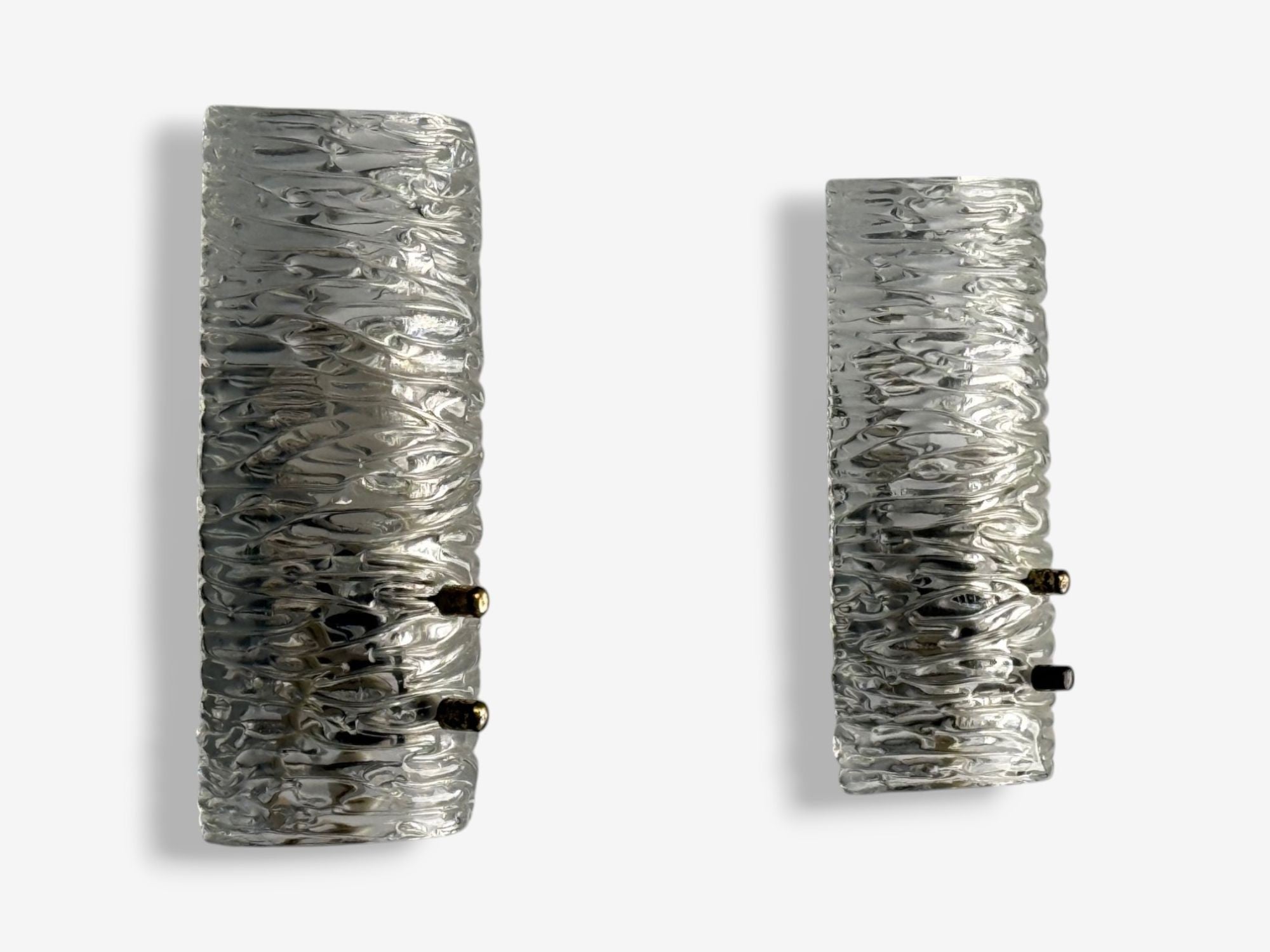 Carl Fagerlund, Textured Glass, Brass, Wall Lights, Sweden, 1960s