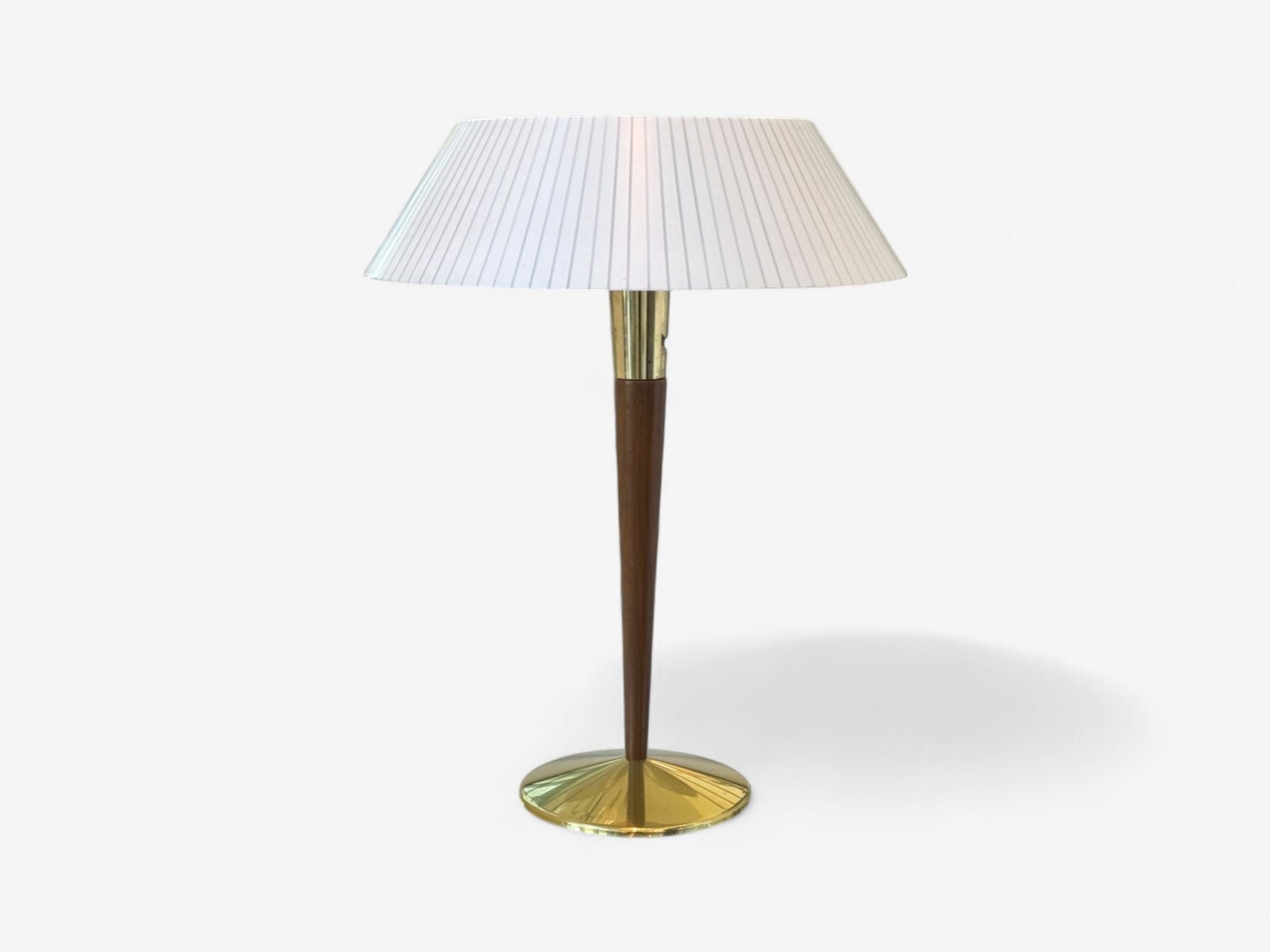 Gerald Thurston, Teak, Brass, Plastic, Table Lamp, USA, 1960s