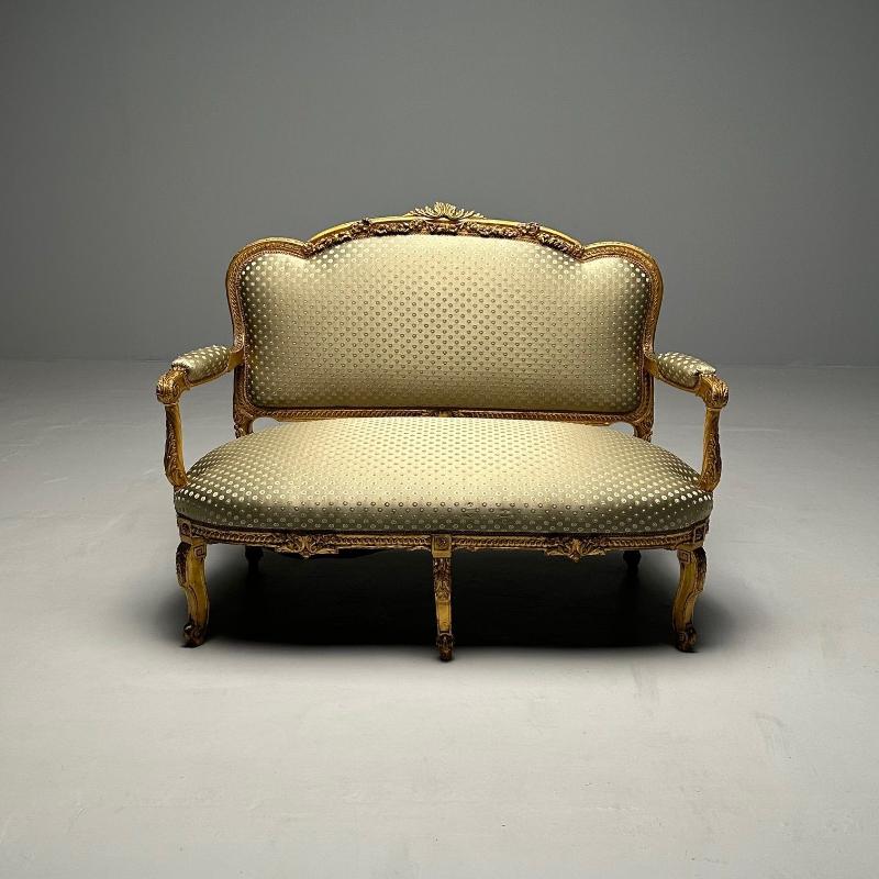 19th Century Settee / Canape, Durand, Louis XV, Giltwood, Scalamandre Upholstery
