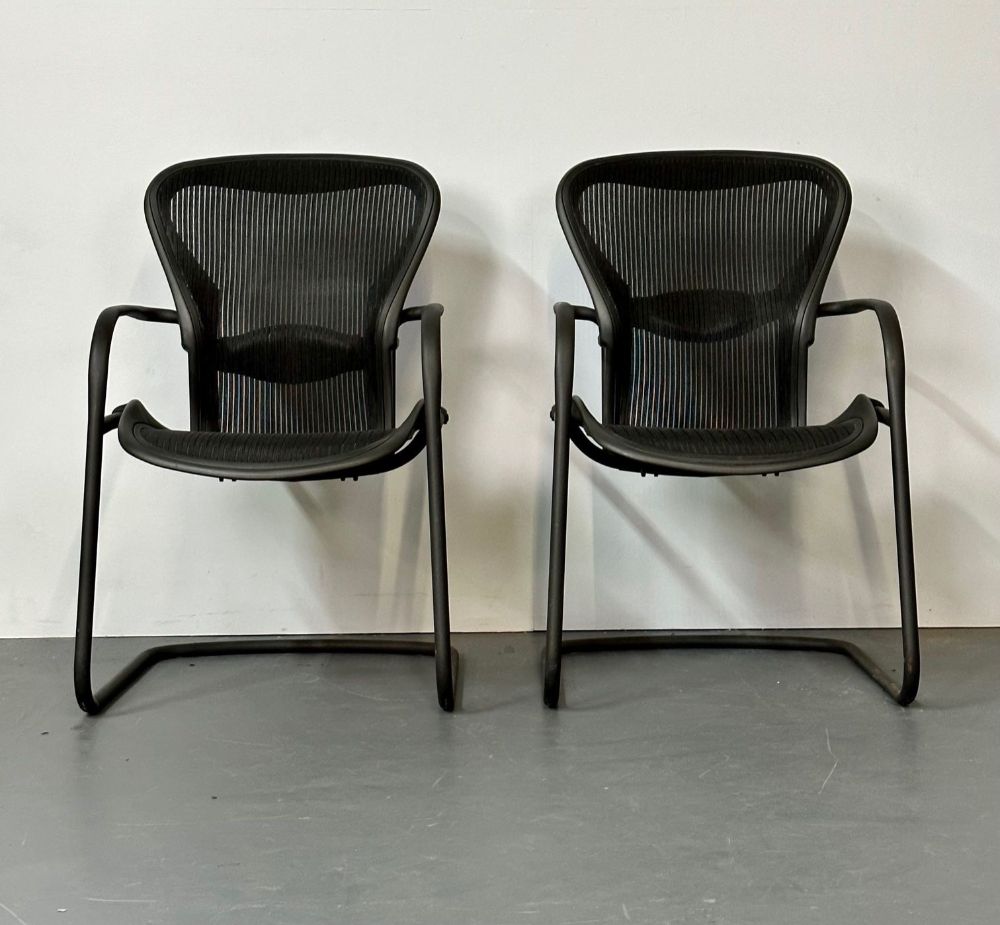 Pair of Stamped Herman Miller Mid-Century Modern Desk / Office Chairs, Aluminum