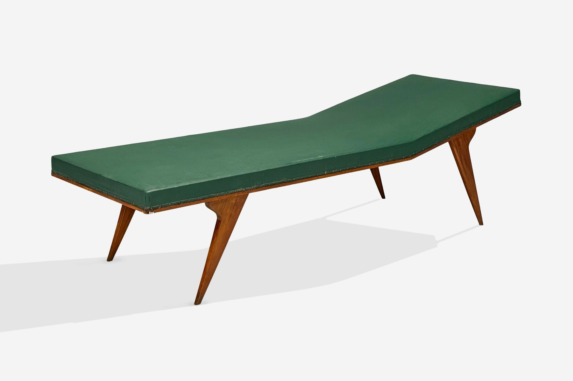 Italian Modern, Walnut, Leatherette, Chaise Lounge, Italy, 1950s